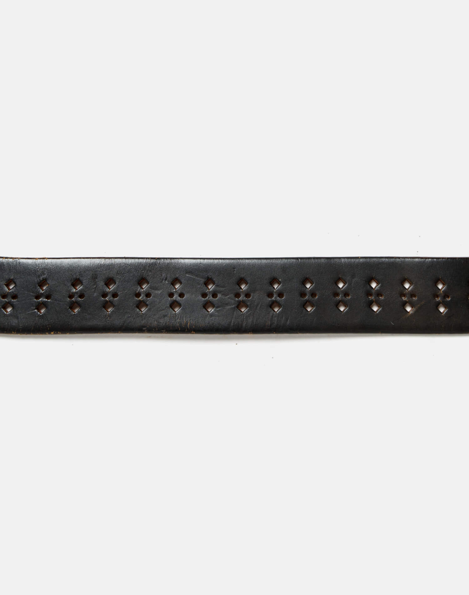 70s Brass Moon Buckle on Perforated Belt