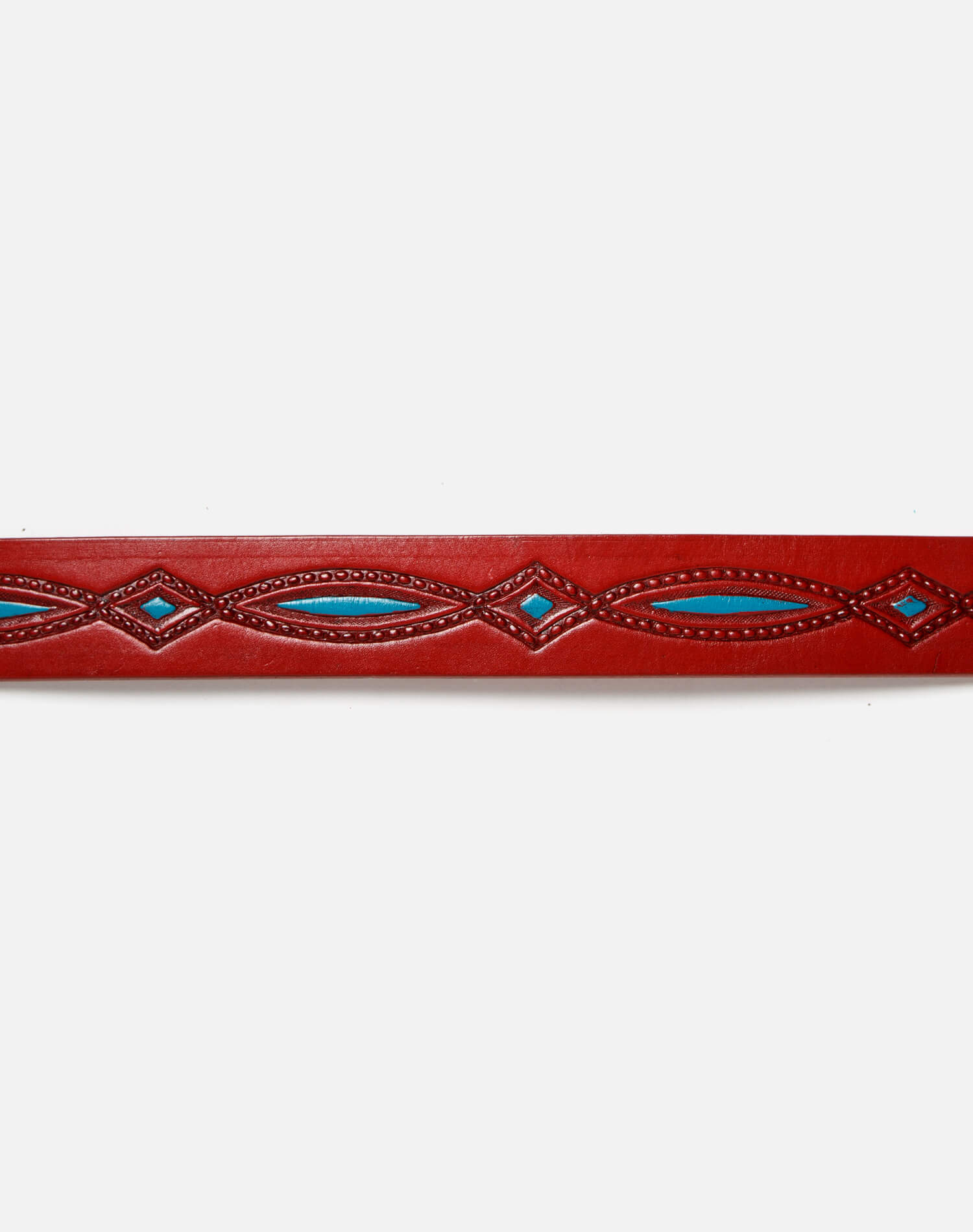 70s Embossed Painted Belt with Sterling Zuni Buckle