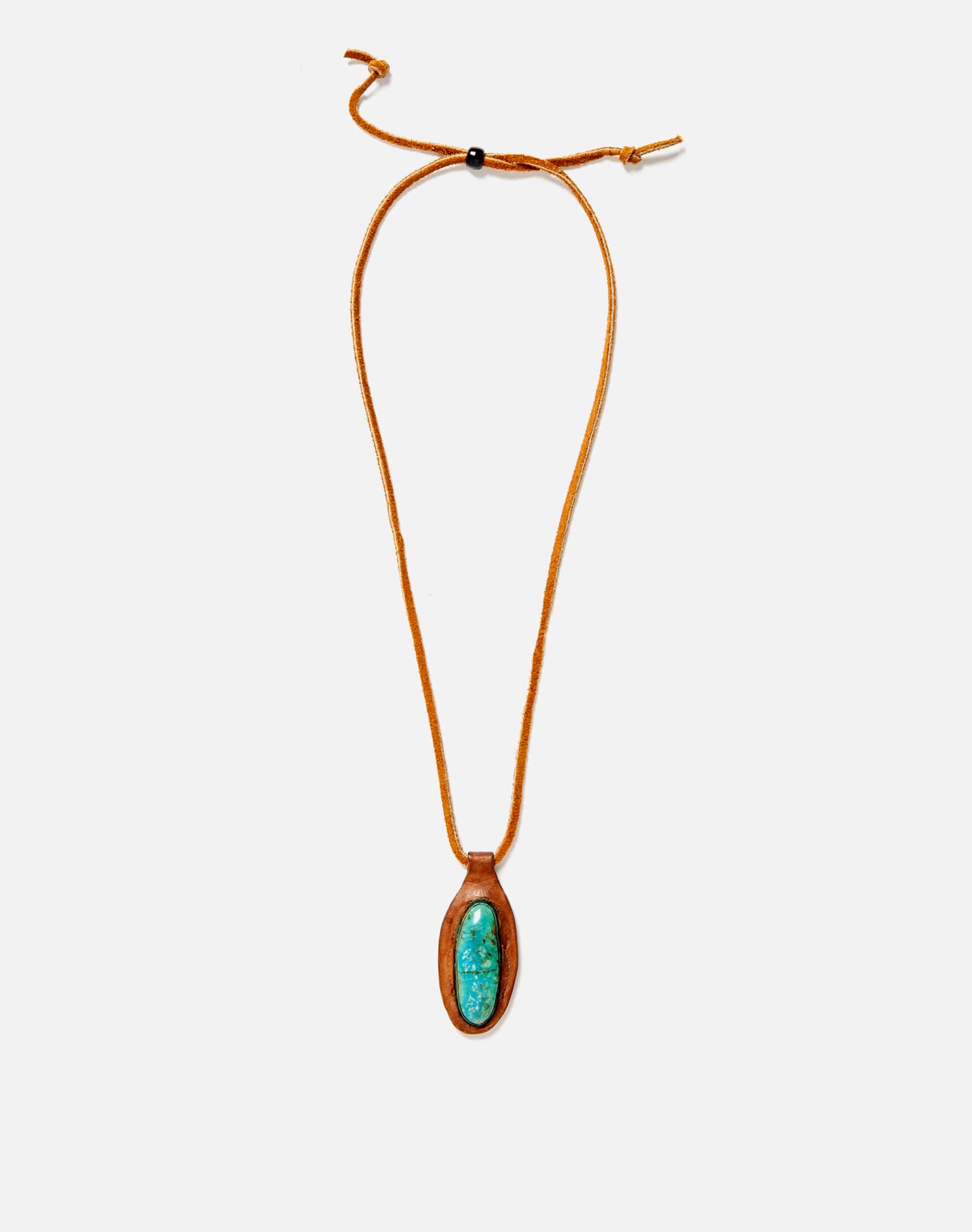 70s Leather and Montezuma Turquoise Necklace