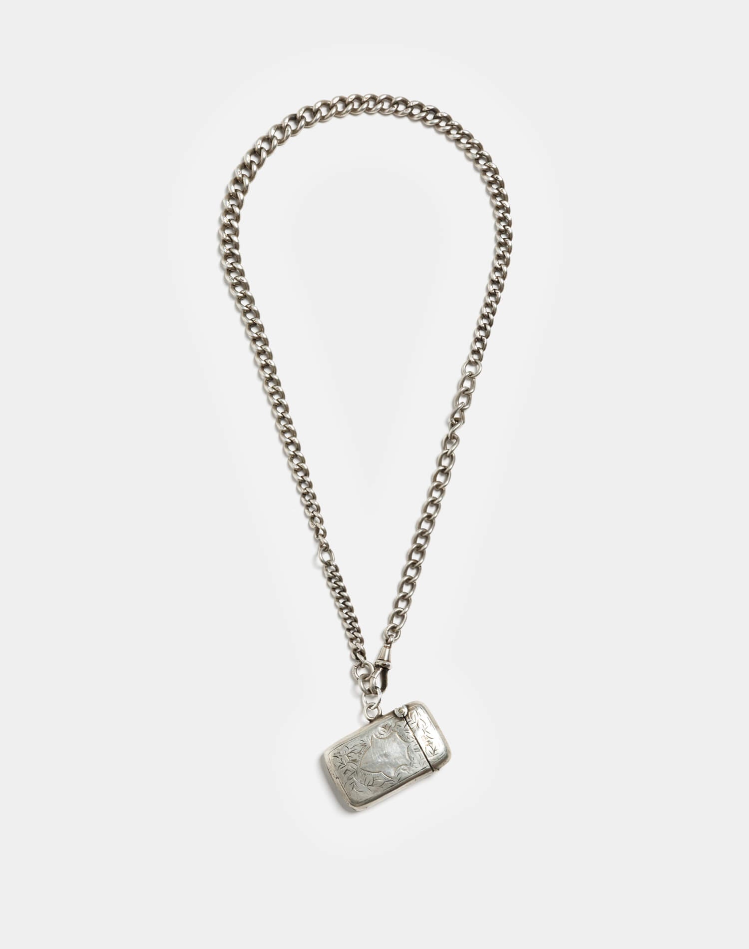 1900s Sterling Victorian Engraveable Match Safe Necklace