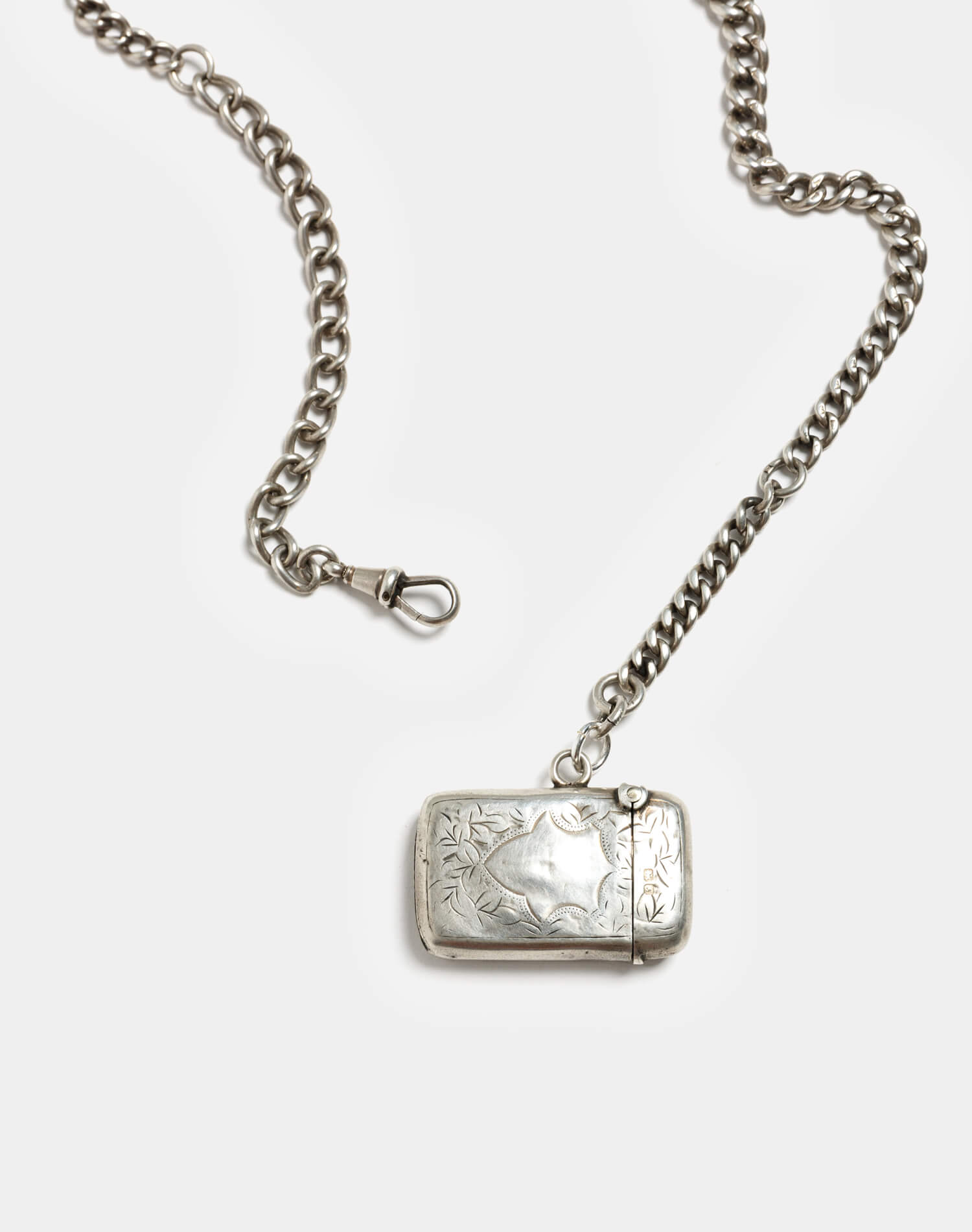1900s Sterling Victorian Engraveable Match Safe Necklace