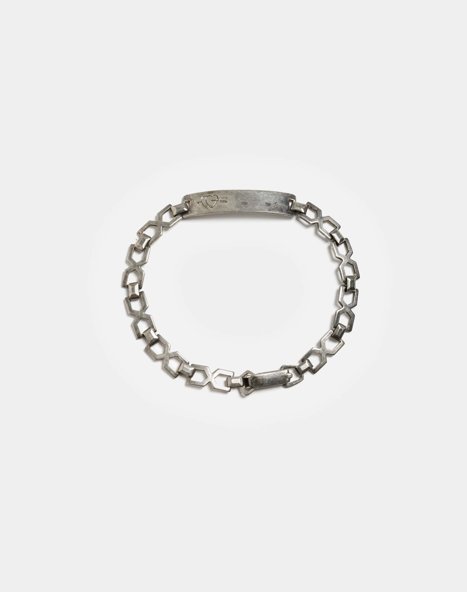 70s Sterling Heart Engravable ID Bracelet