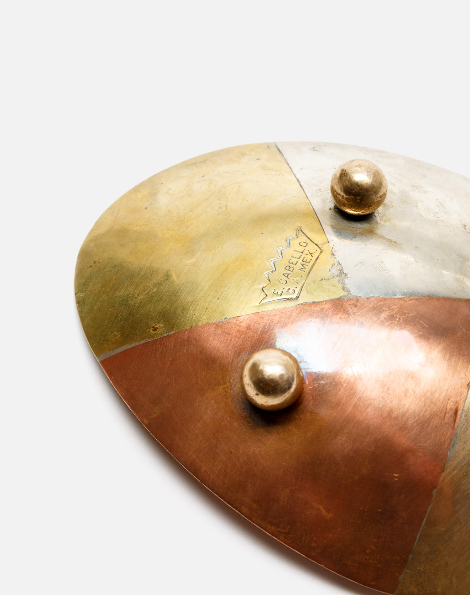 60s Modernist Copper, Brass, Bronze, Silver Plate Trinket Dish