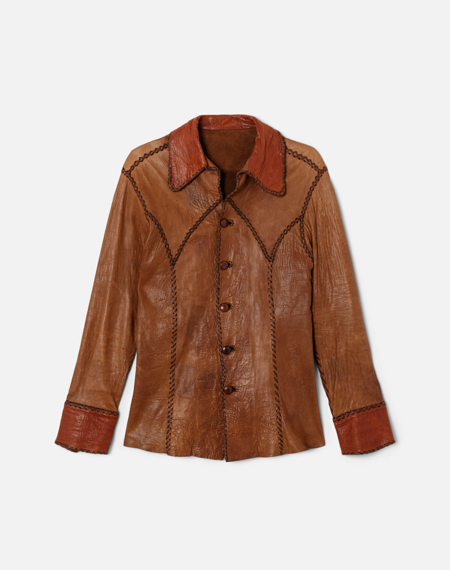 60s North Beach Leather Whipstitch Jacket