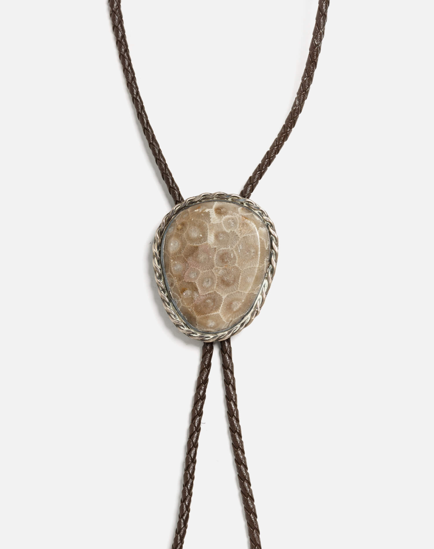 70s Sterling Tortuga Agate Bolo Tie