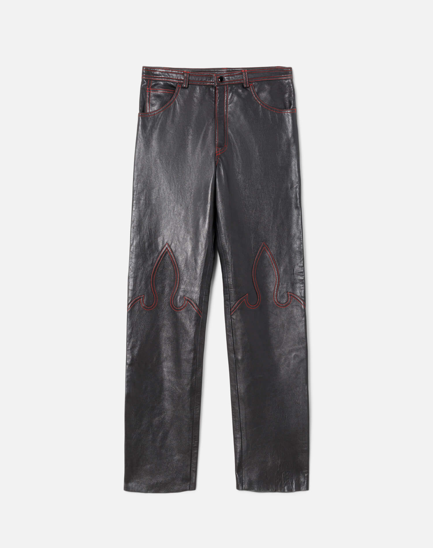 80s Contrast Stitch Leather Pants