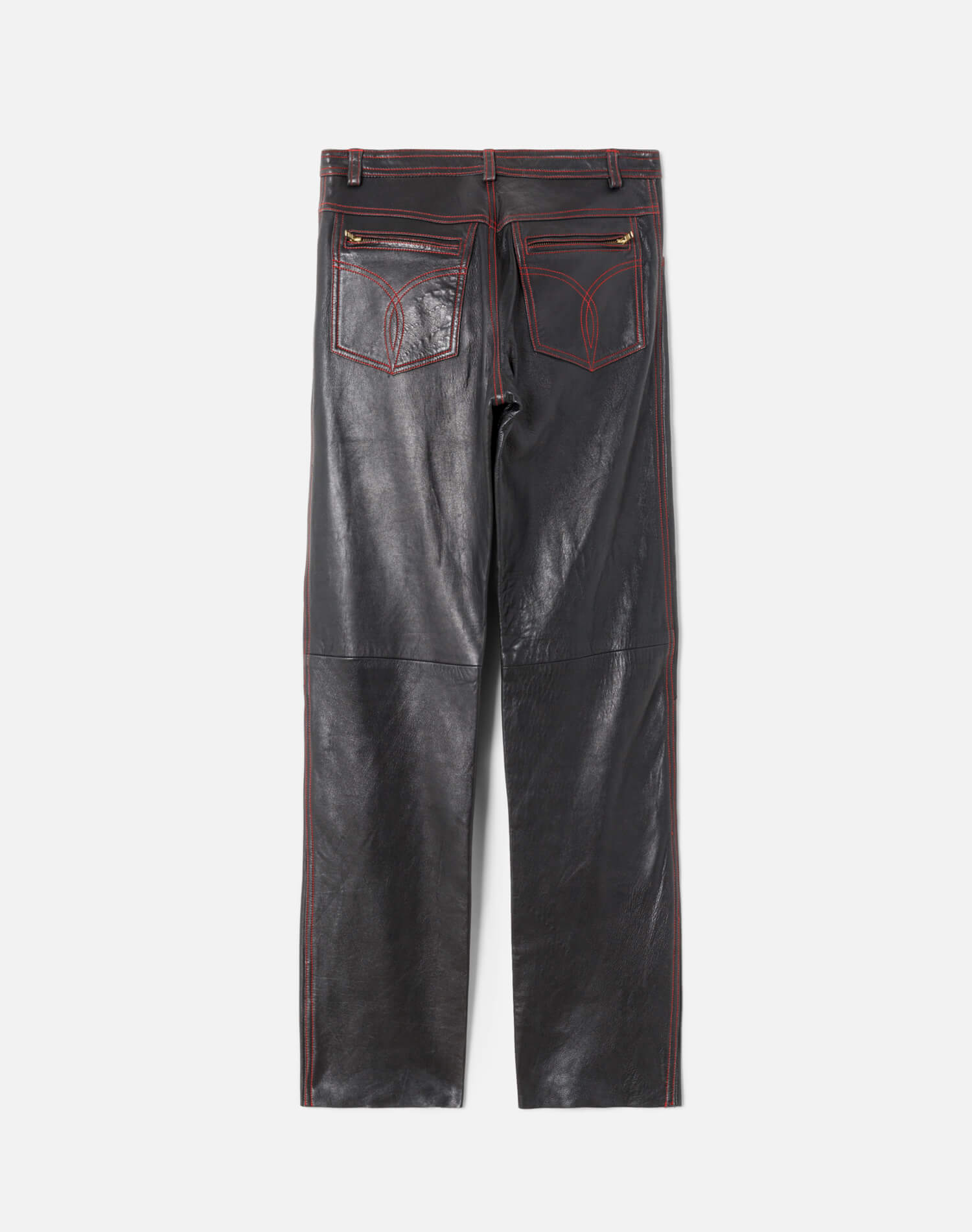 80s Contrast Stitch Leather Pants