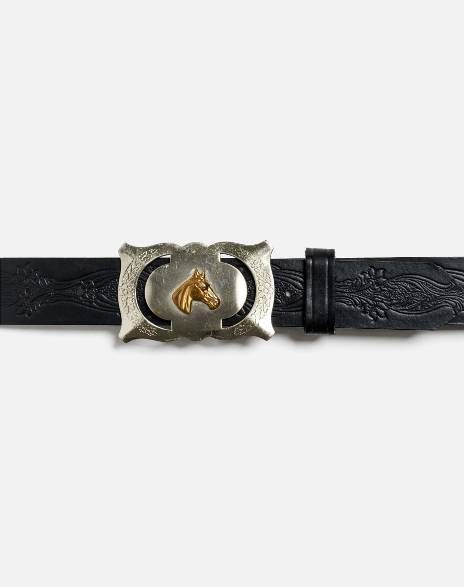 70s Embossed Leather Horse Belt