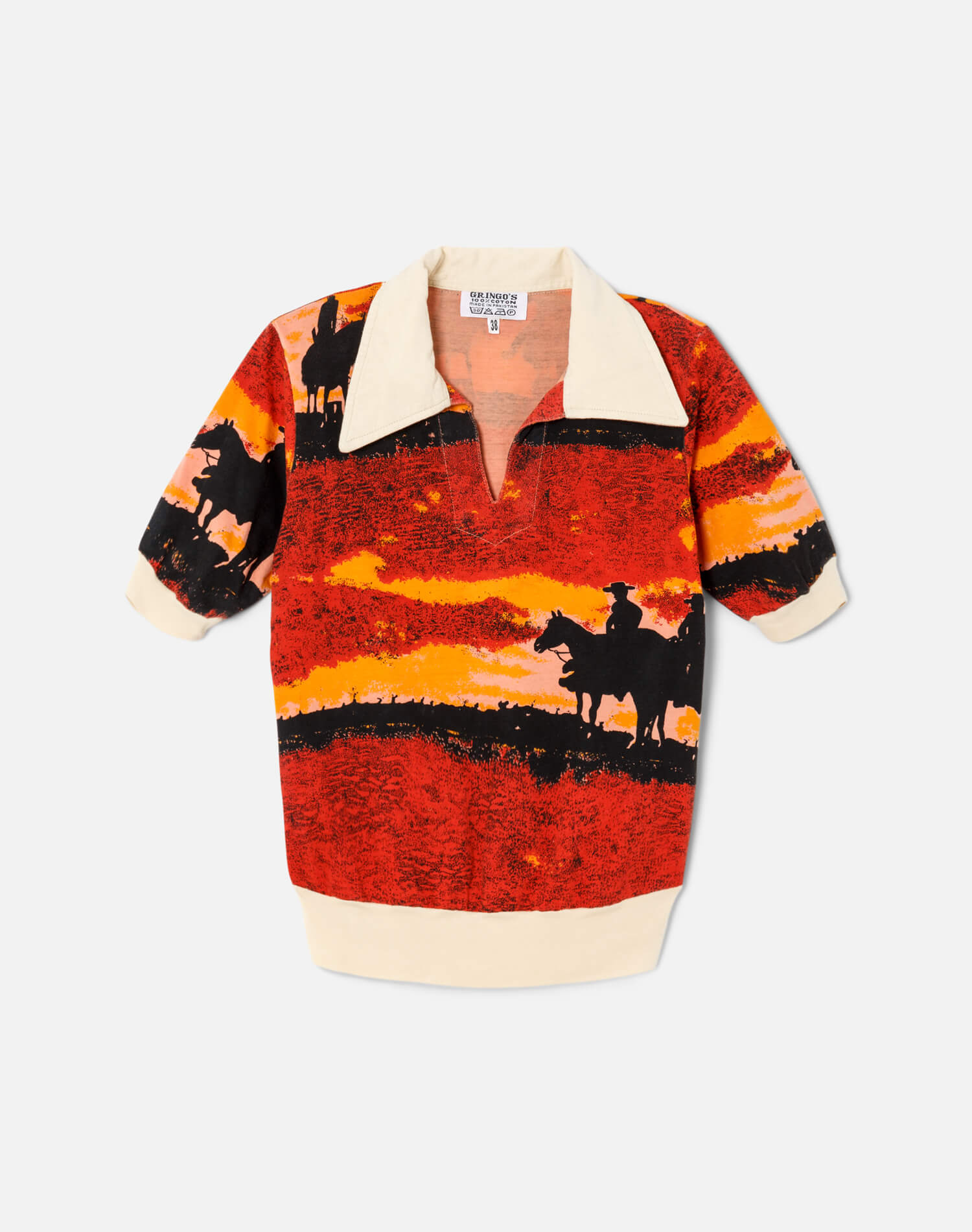 70s Crop Western Polo