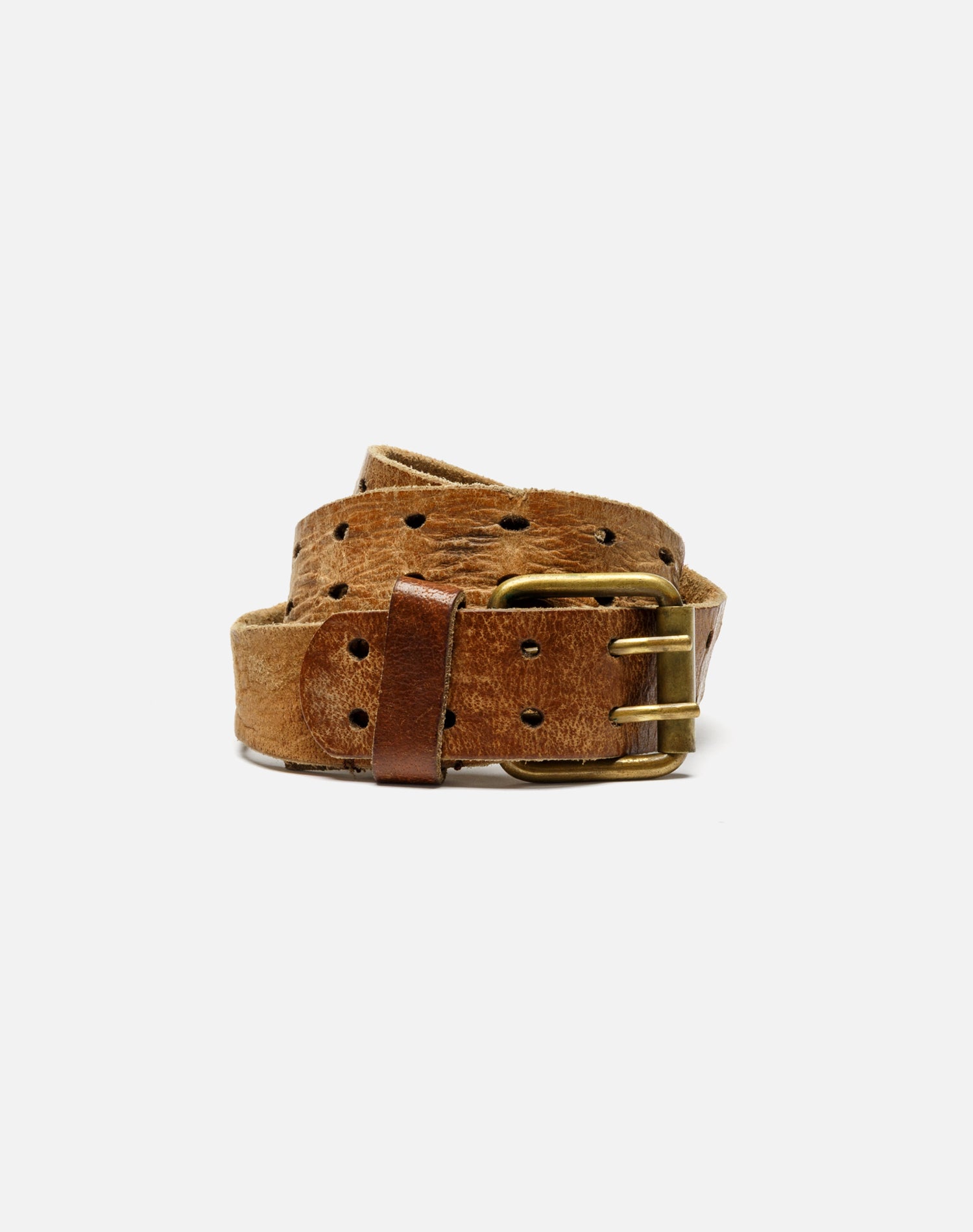 80s Punch Hole Leather Belt -#1013