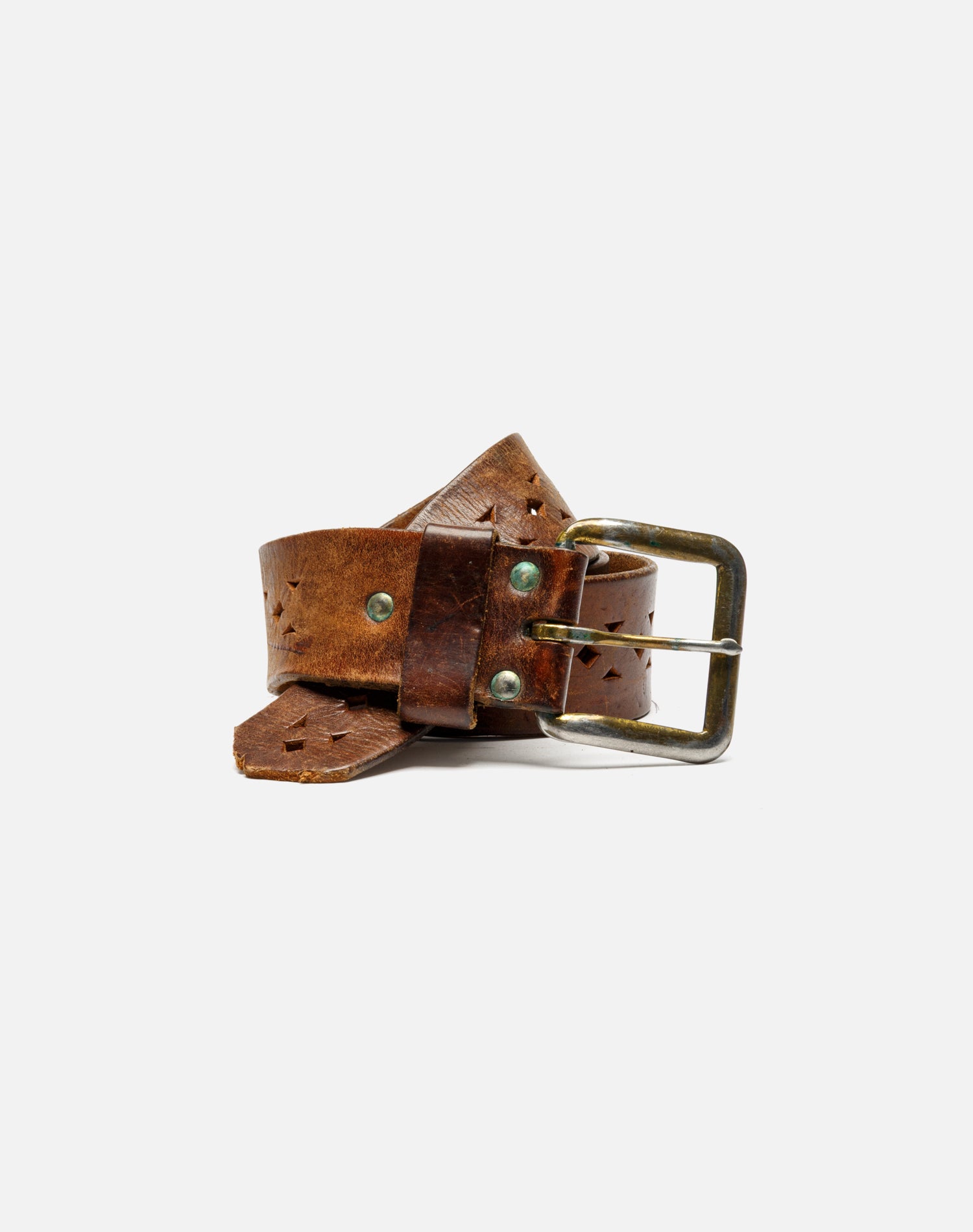 70s Cutout Leather Belt -#1015