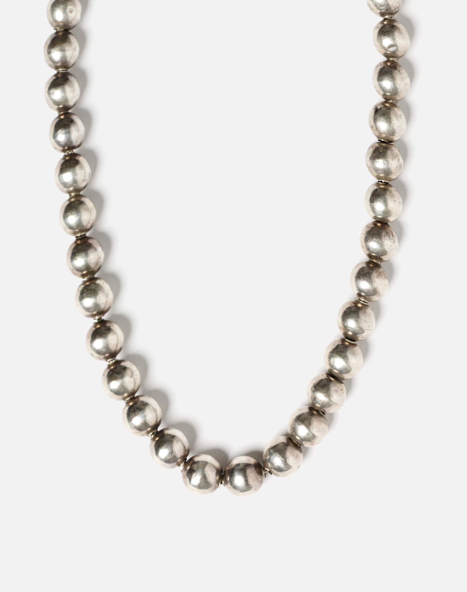 70s Silver Ball Necklace -#1029