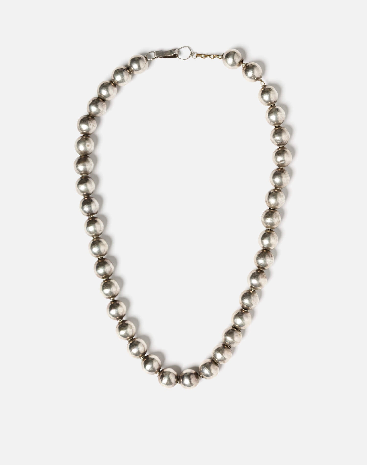 70s Silver Ball Necklace -#1029