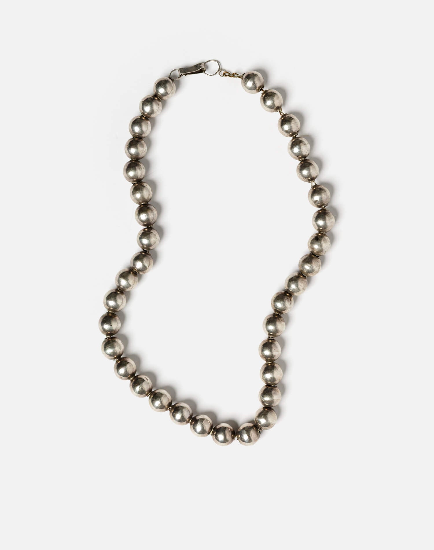 70s Silver Ball Necklace -#1029