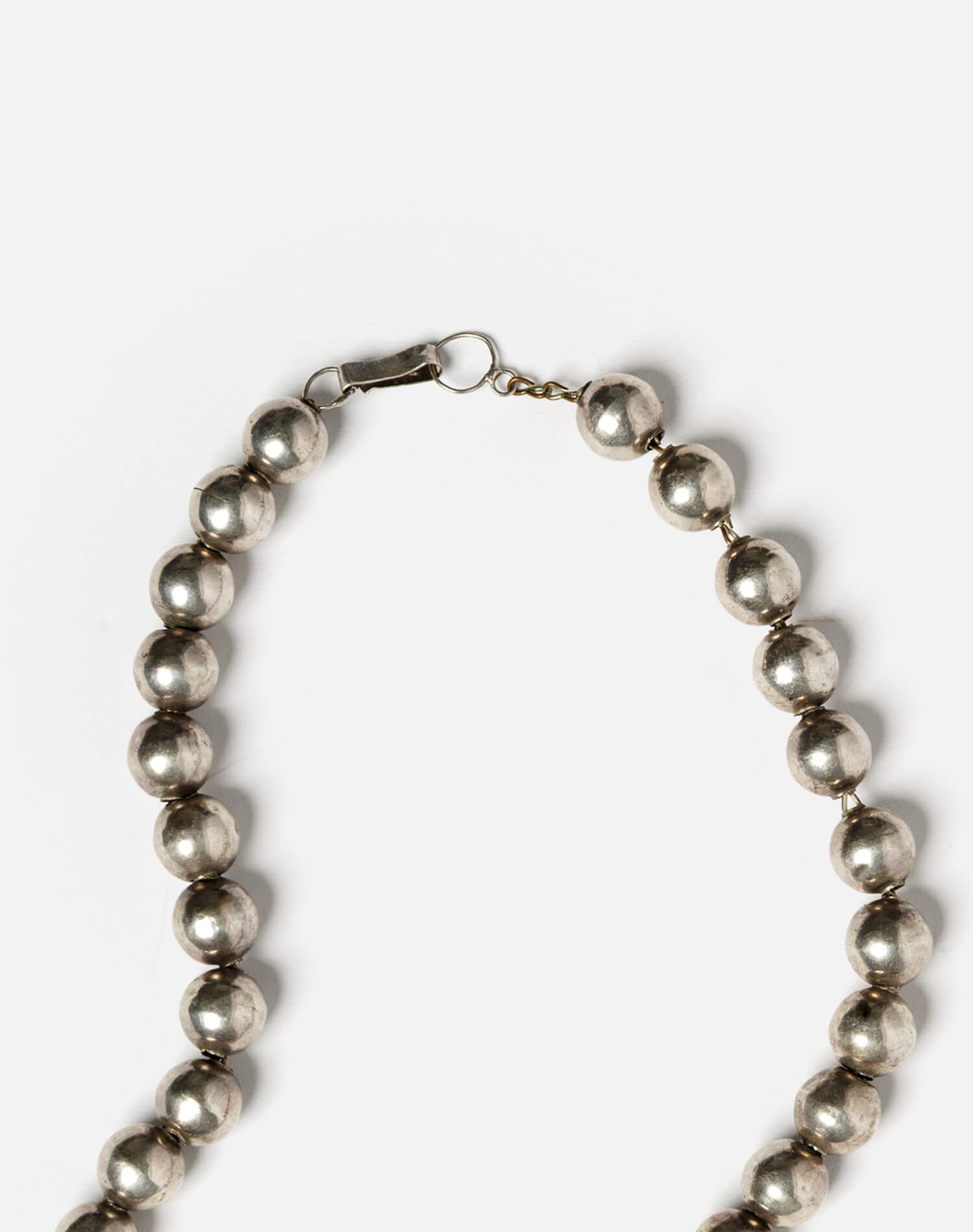 70s Silver Ball Necklace -#1029