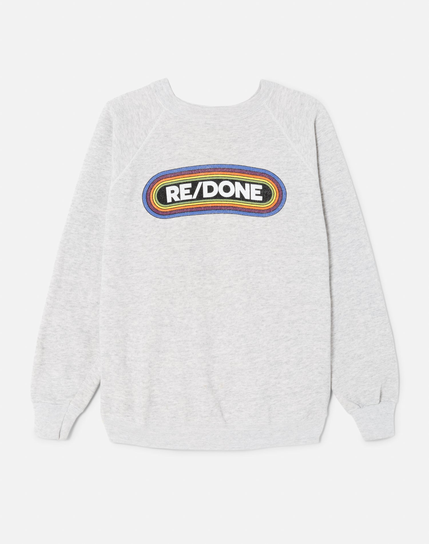 Upcycled "RE/DONE Rainbow" Sweatshirt - Heather Grey
