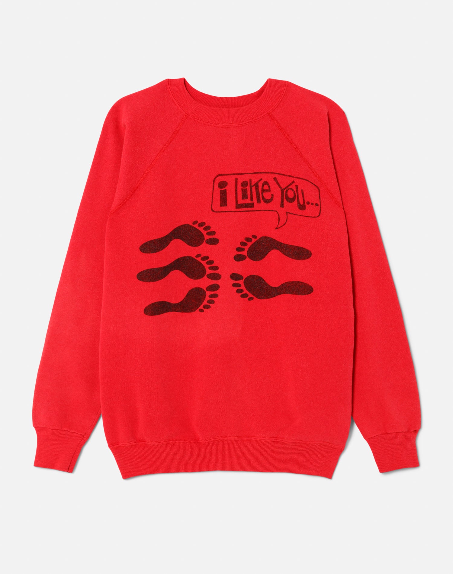 Upcycled "I Like You" Sweatshirt - Red