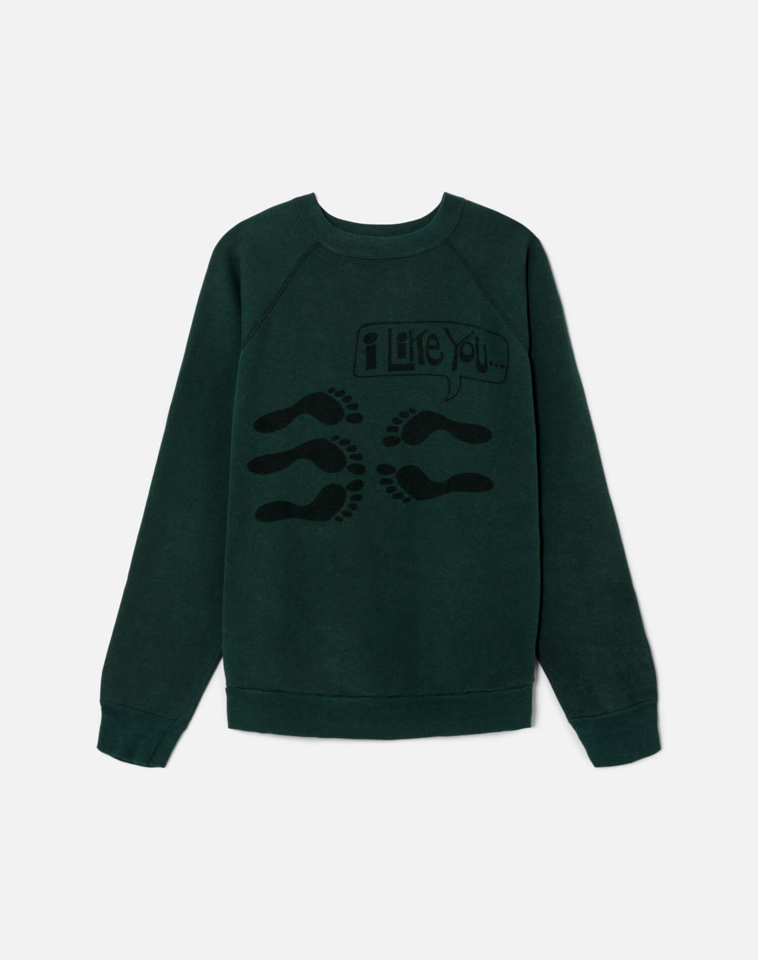Upcycled "I Like You" Sweatshirt - Green