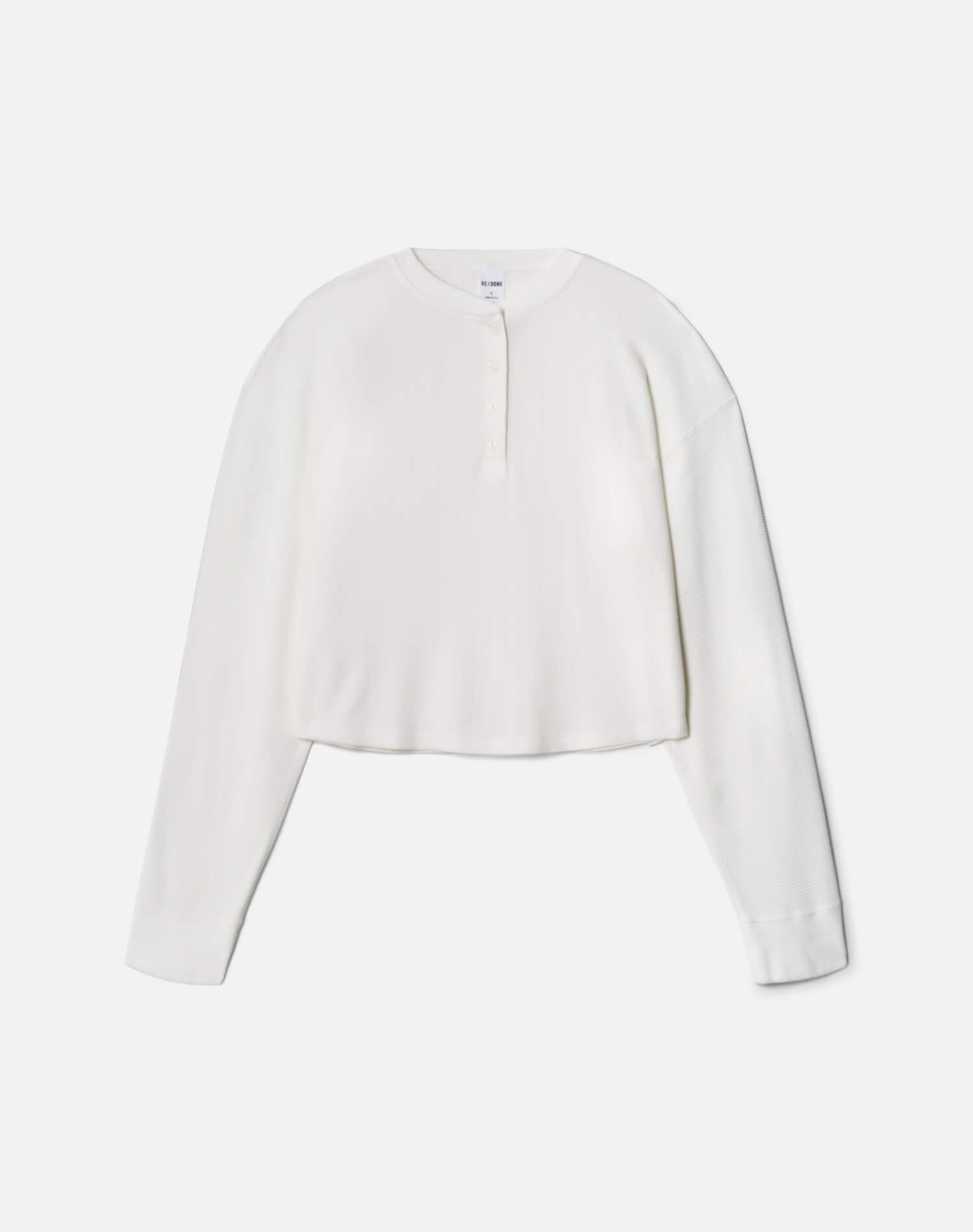 RE/DONE | Hanes Waffle Boxy Henley in Off White