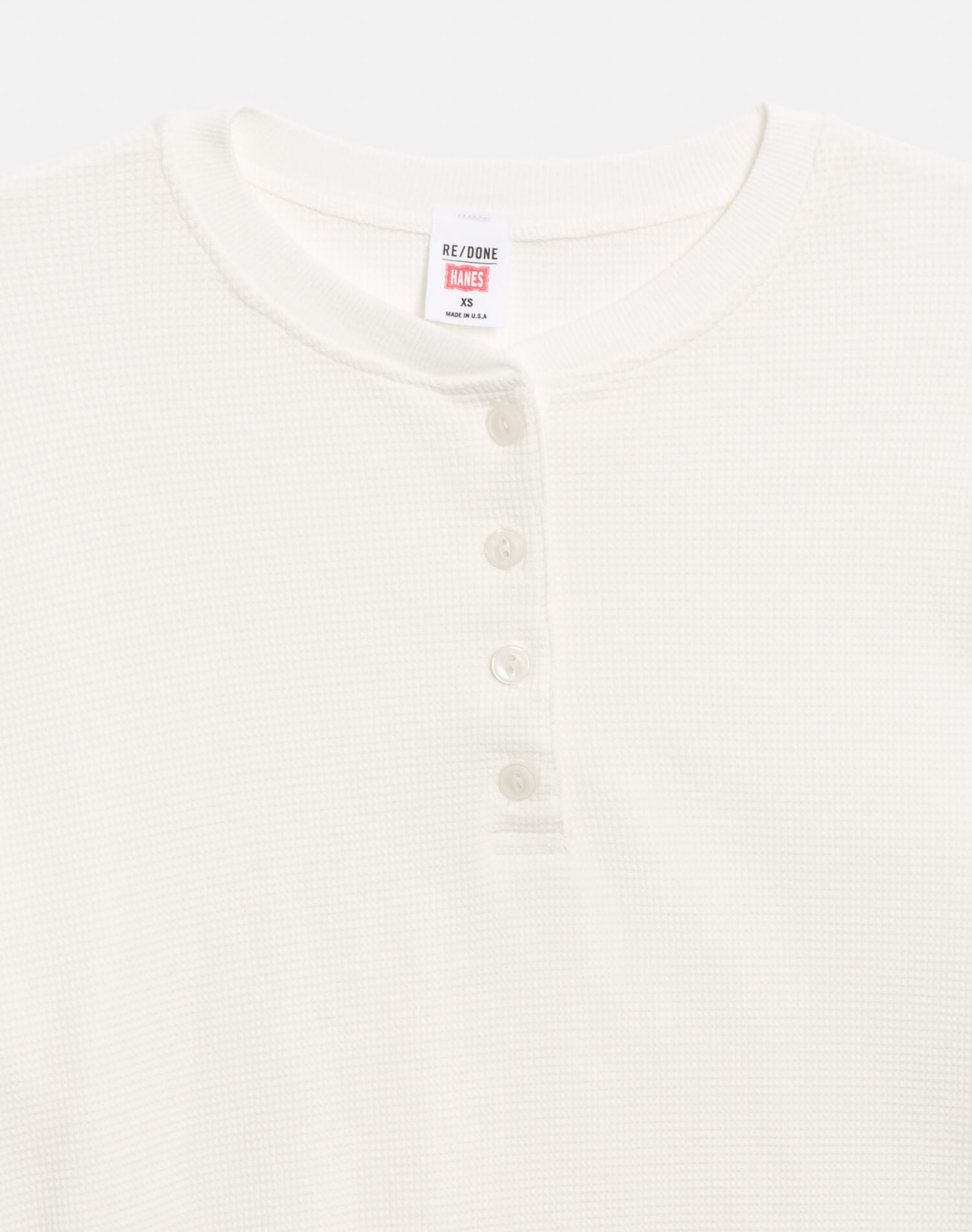 Hanes Waffle Boxy Henley - Off White