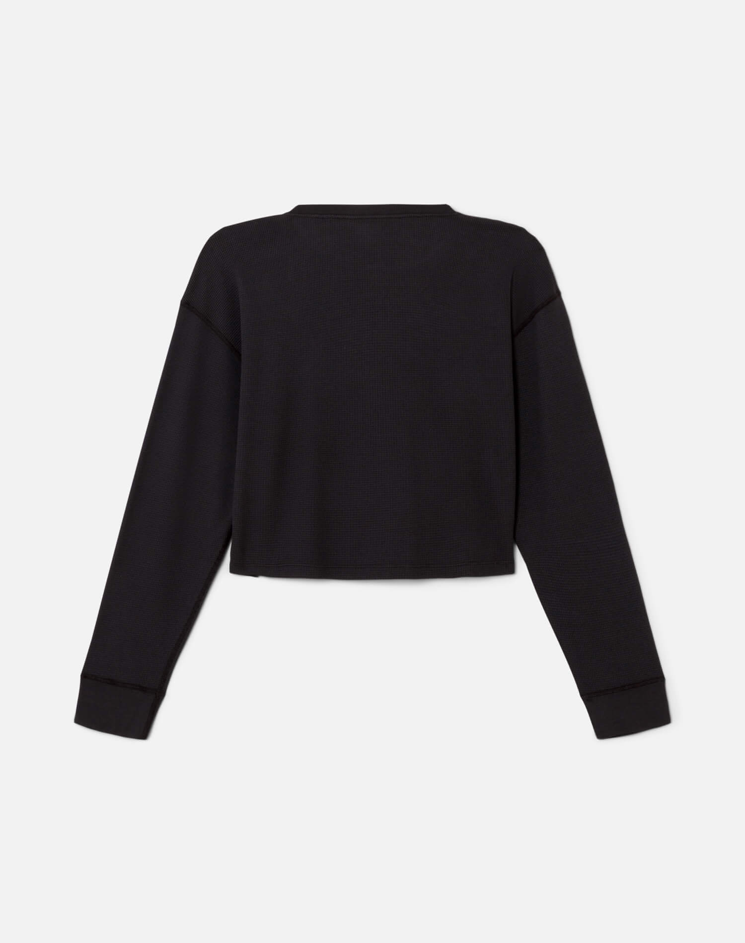 Hanes Waffle Boxy Henley - Washed Black