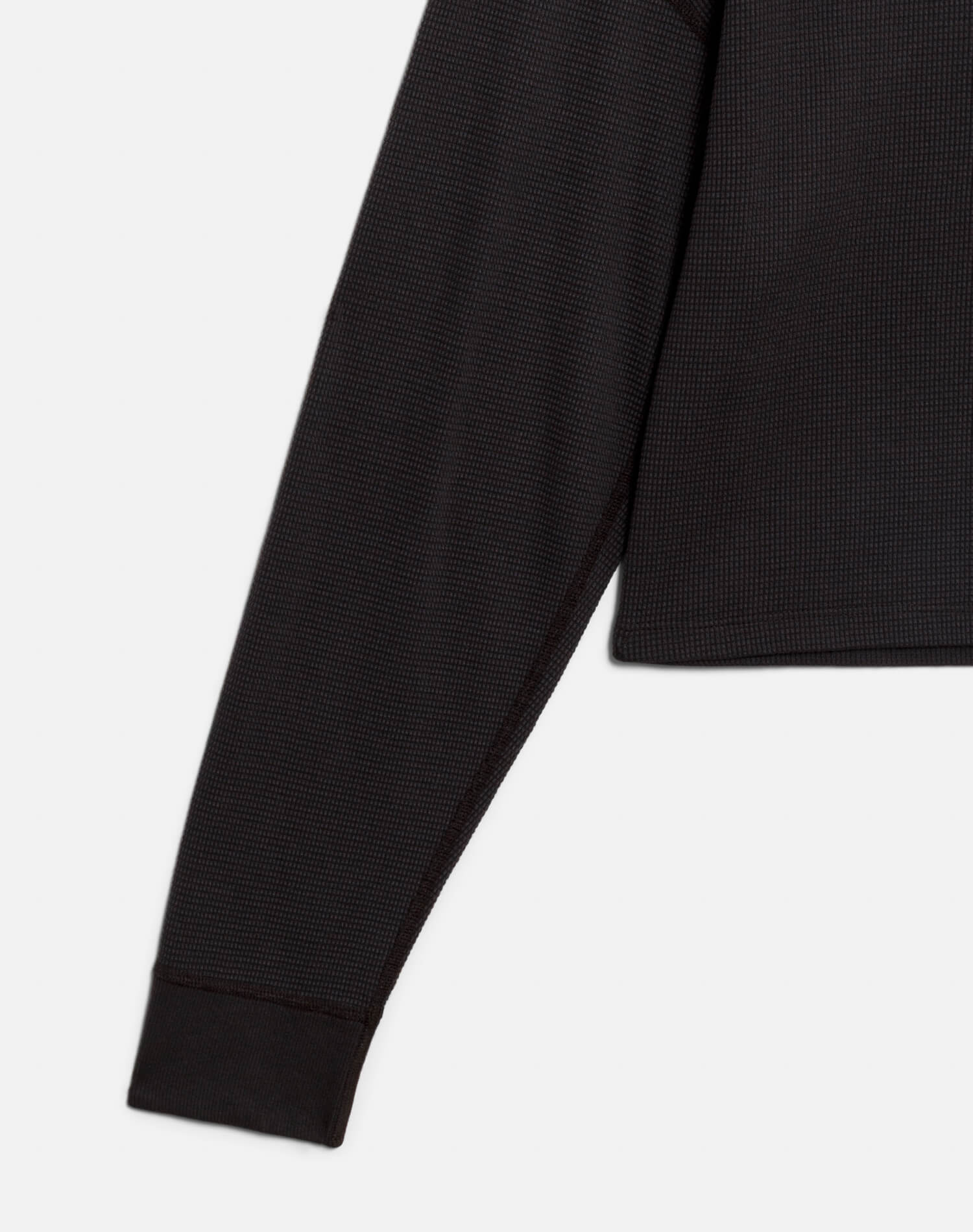 Hanes Waffle Boxy Henley - Washed Black