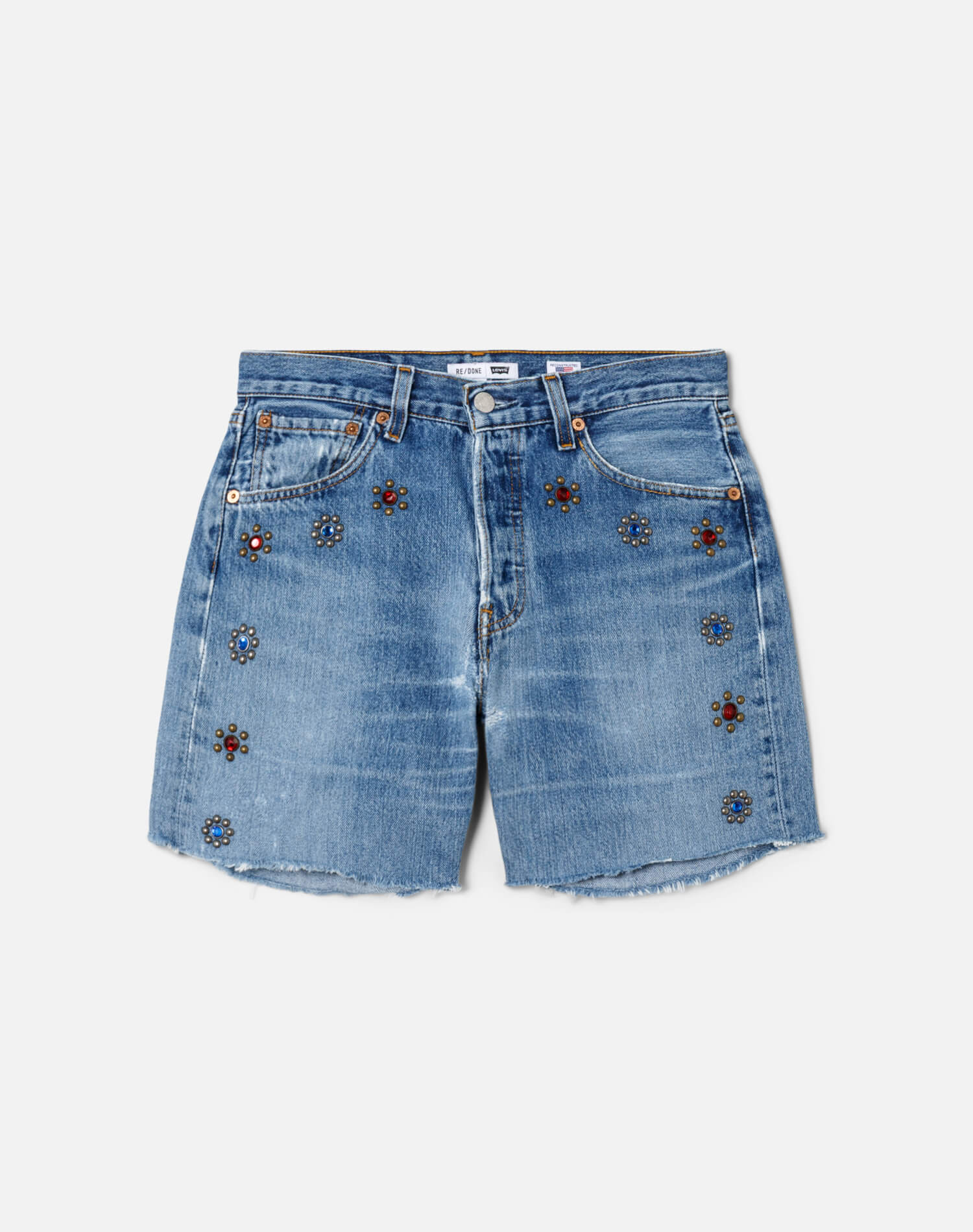 RE/DONE | Levi's Studded Boy Short in Indigo Bloom Stud