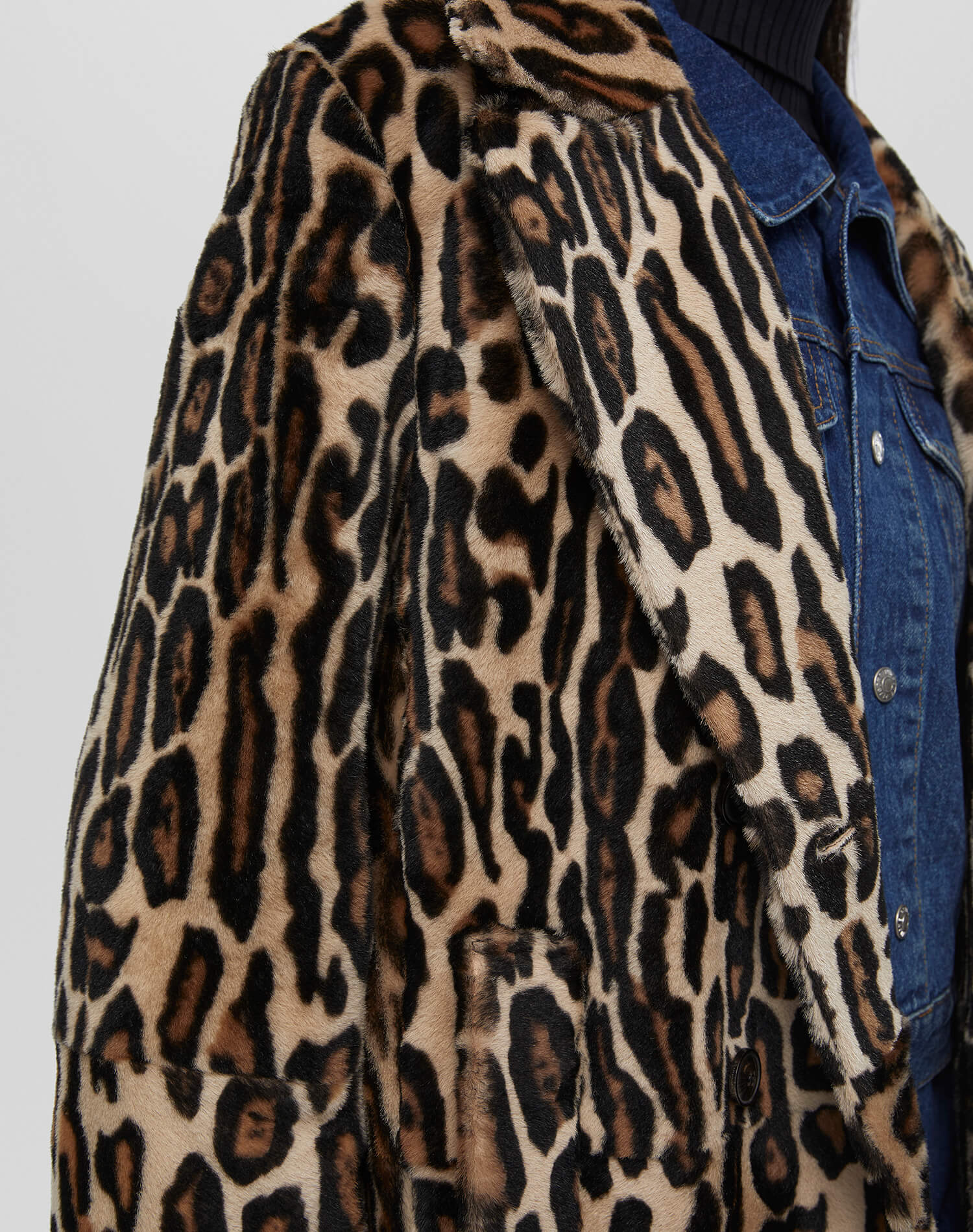 Leopard Shearling Peacoat - Leopard Print