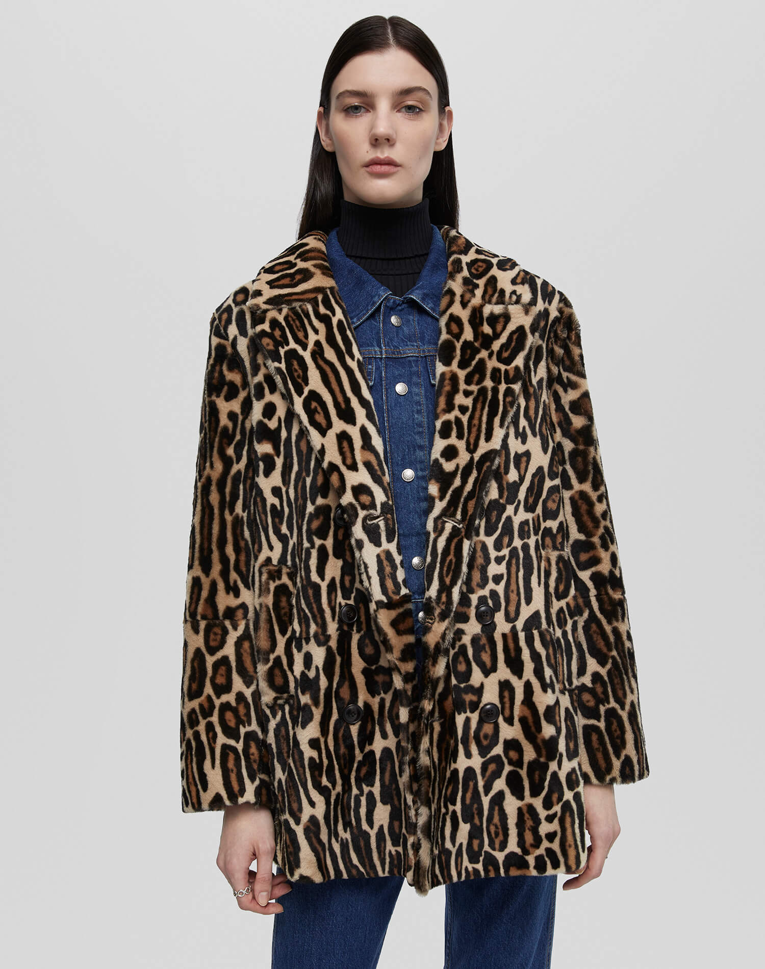 Leopard Shearling Peacoat - Leopard Print