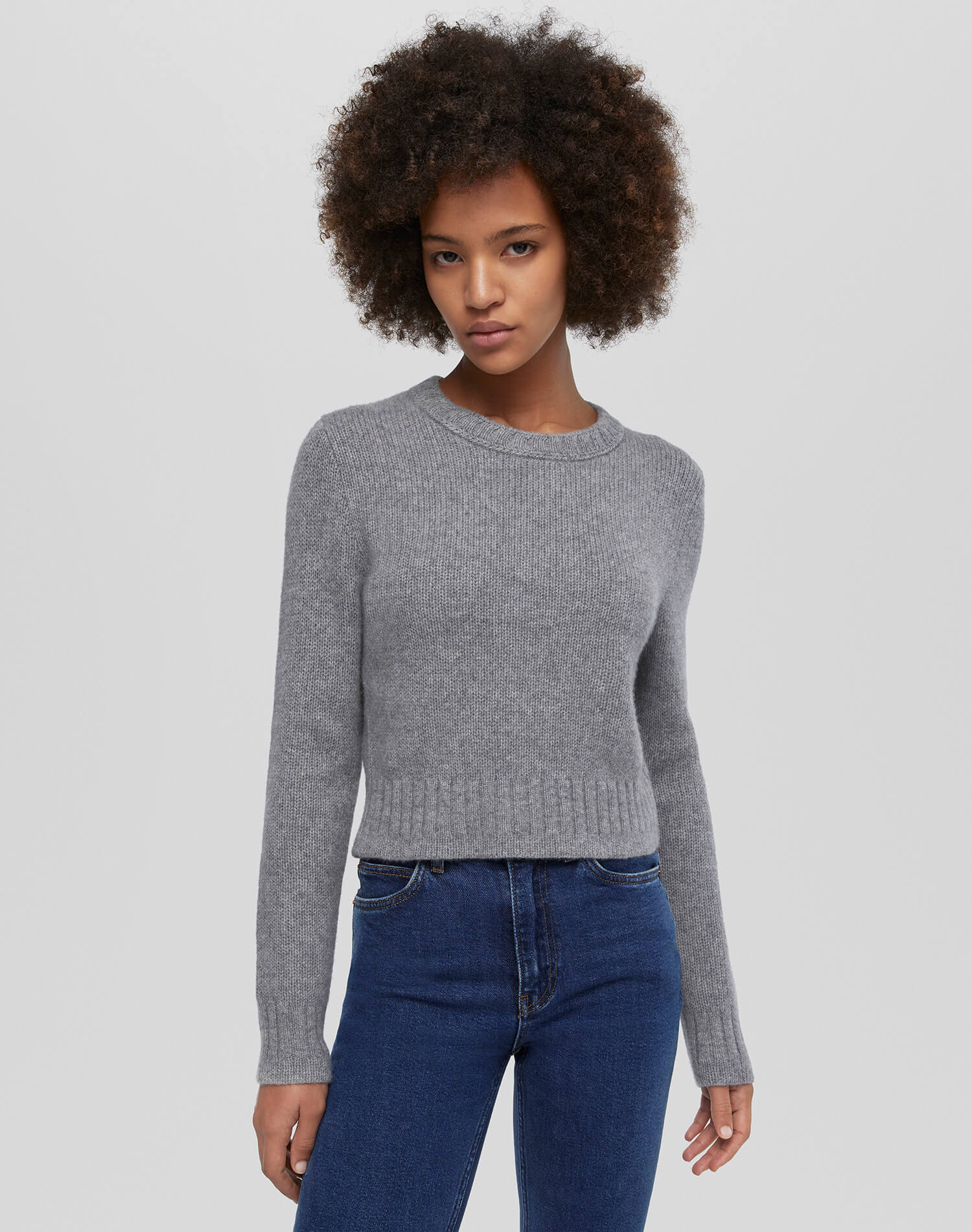 Cashmere Baby Crew Pullover - Grey Heather