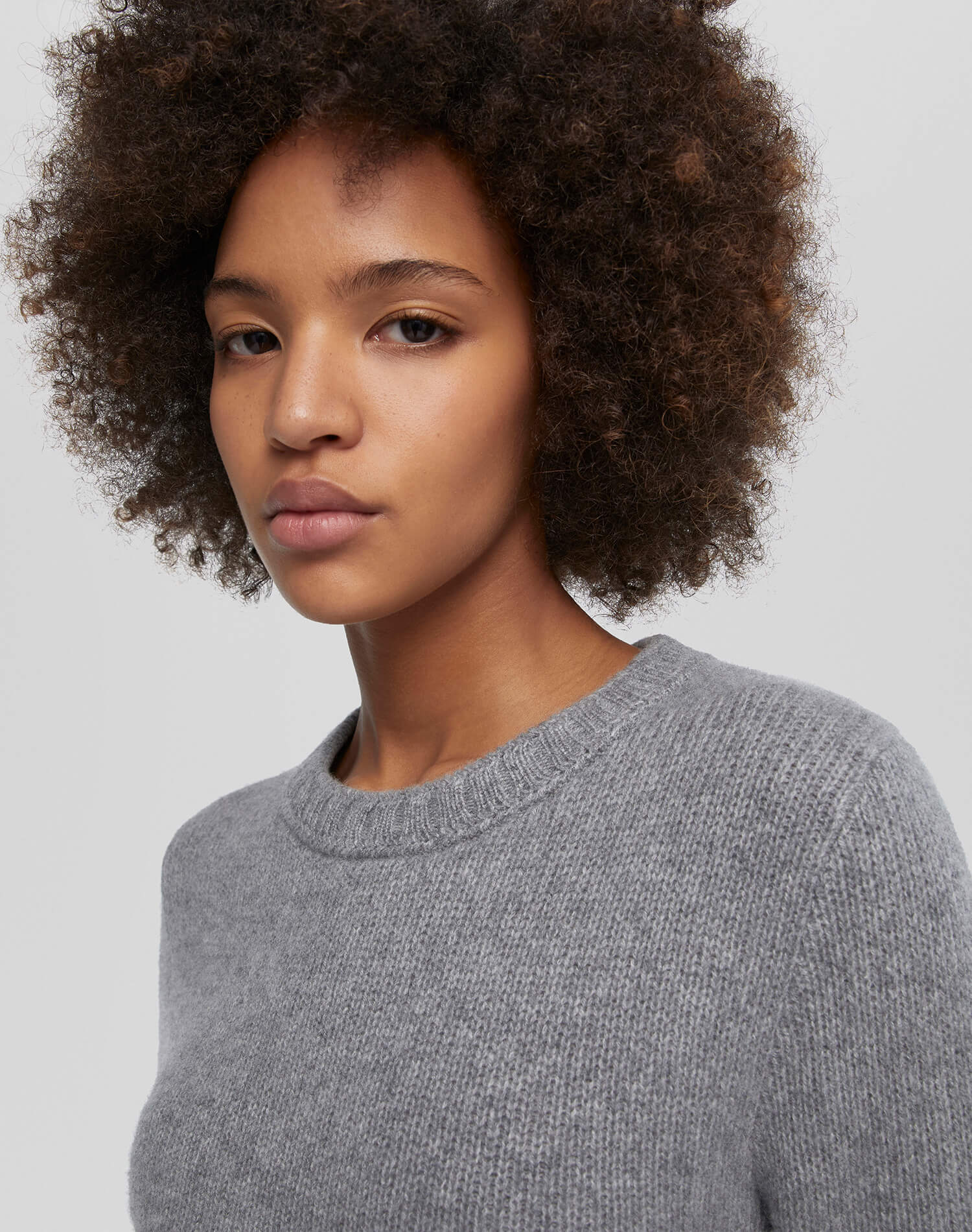 Cashmere Baby Crew Pullover - Grey Heather