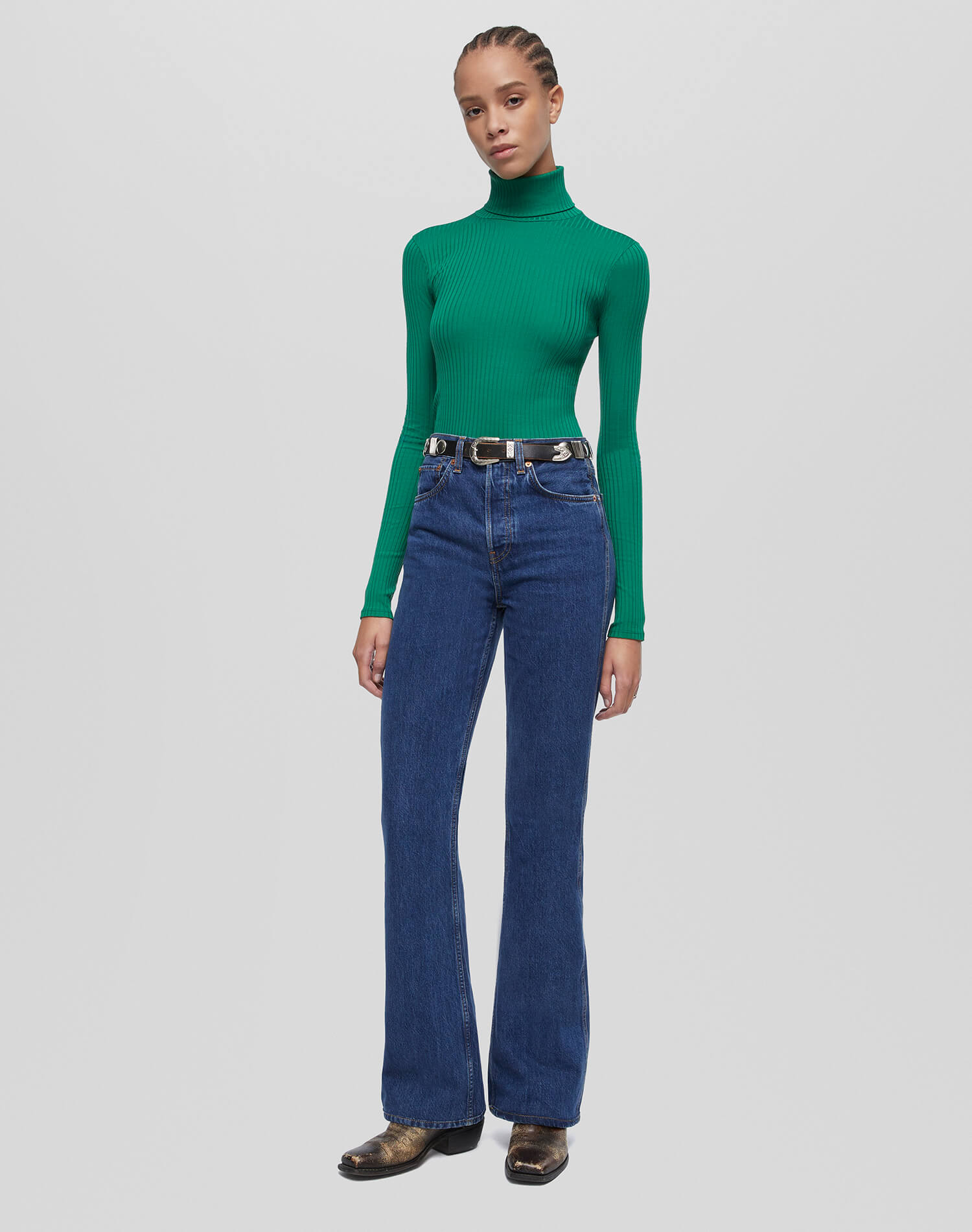 Hanes Ribbed Turtleneck - Grass Green