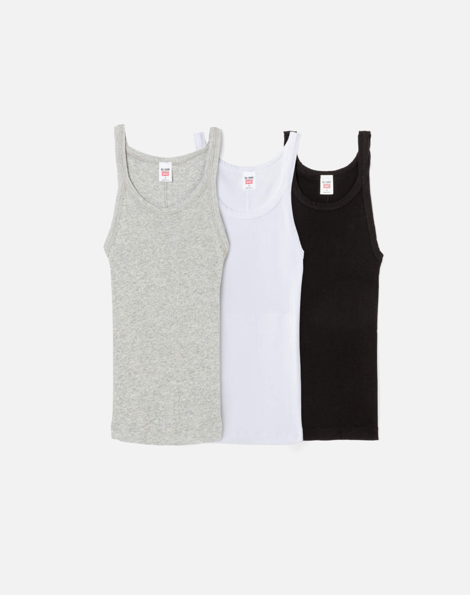 RE/DONE Hanes | Ribbed Tank 3 Pack in Multi