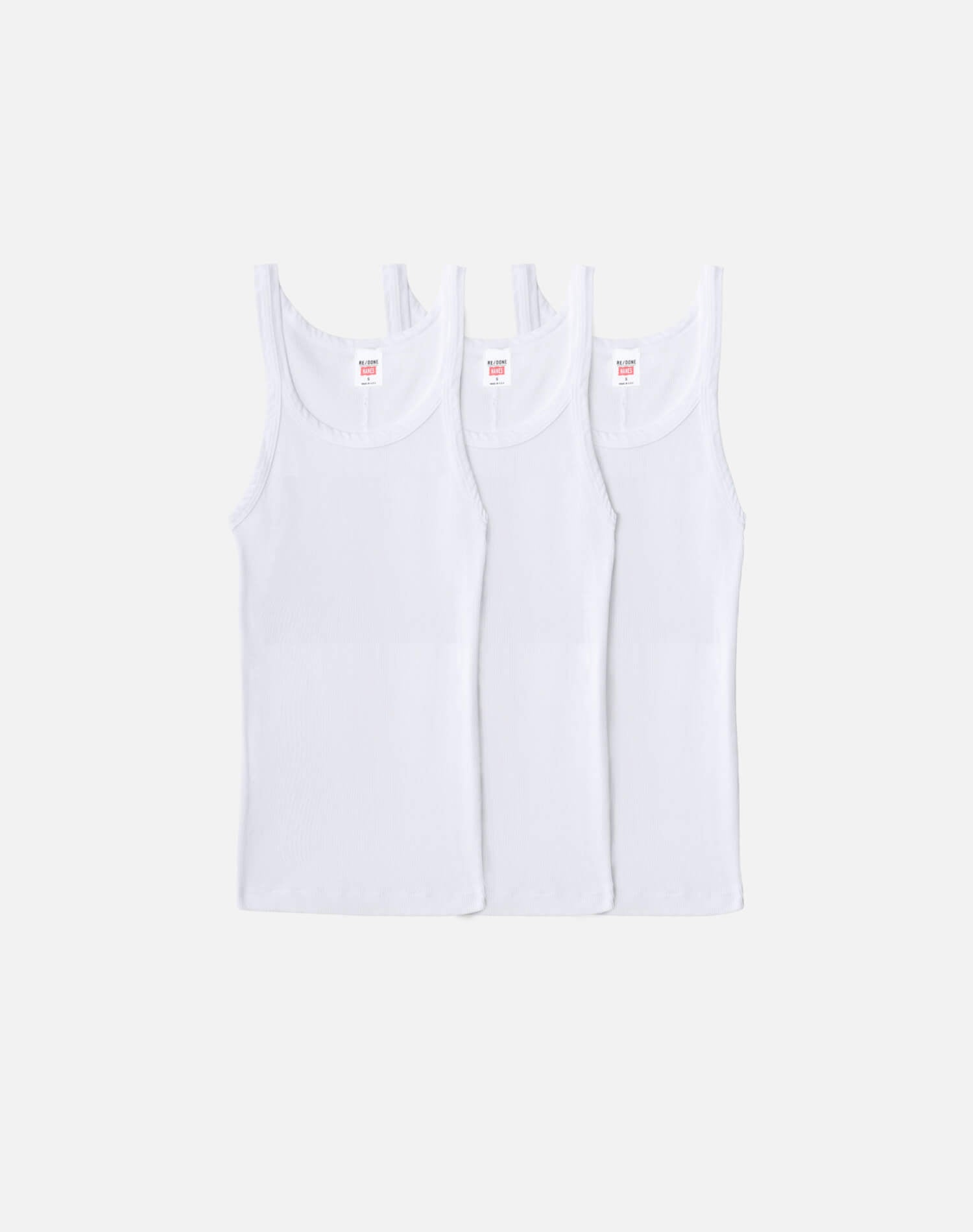 RE/DONE Hanes | Ribbed Tank 3 Pack in White