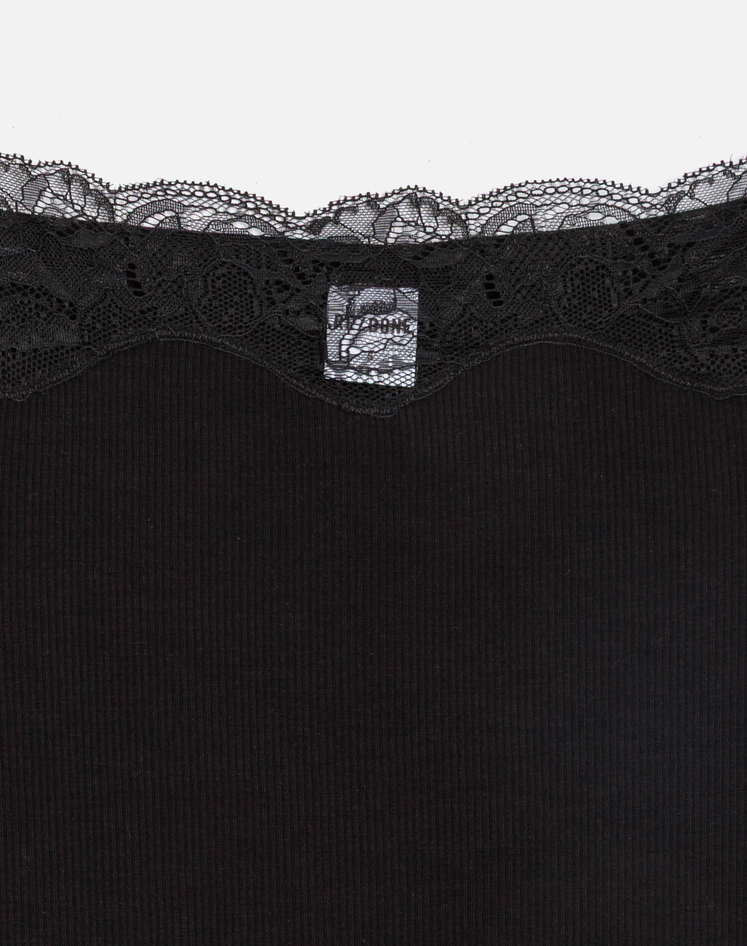 Lace Ribbed Cami - Black