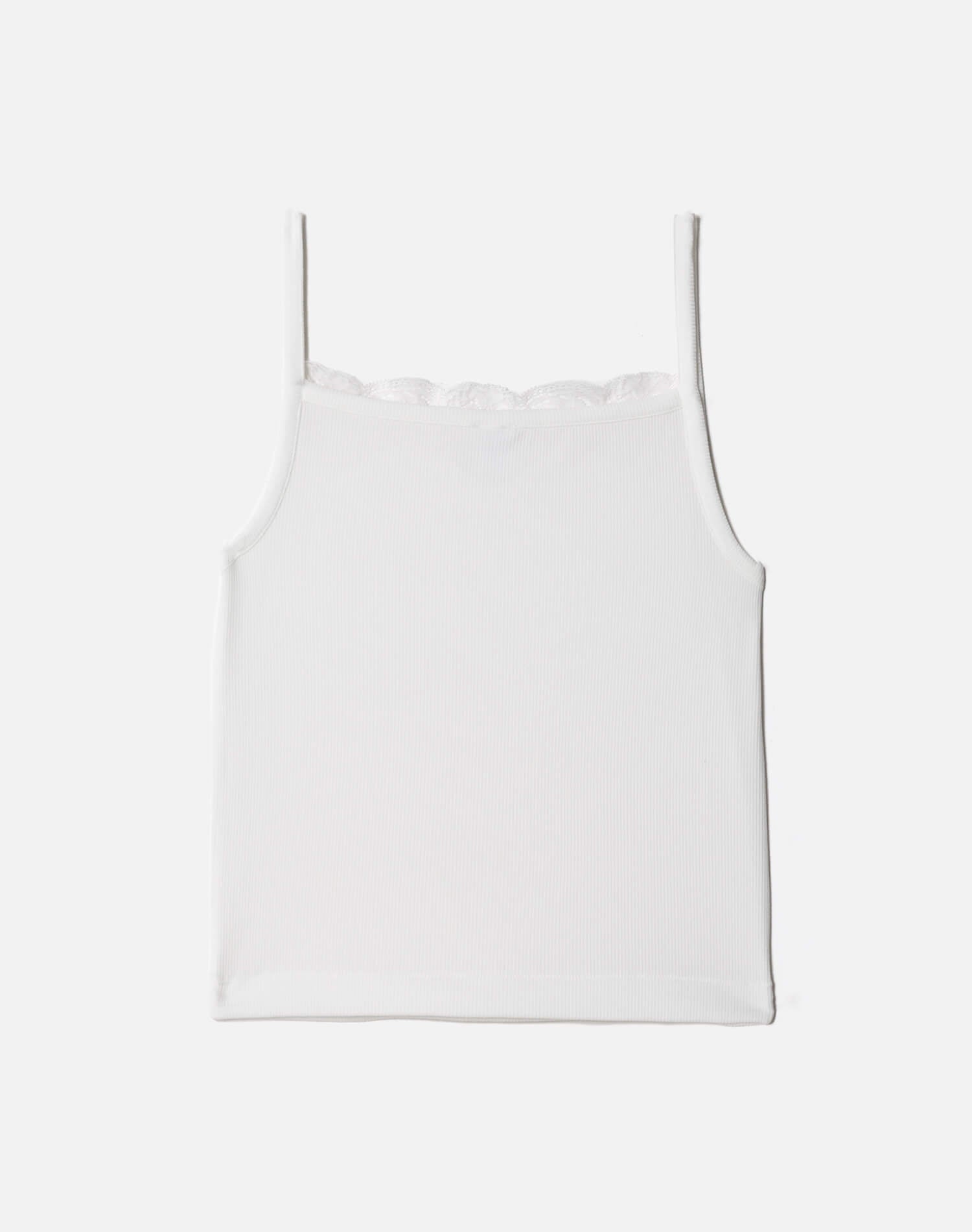 Lace Ribbed Cami - Off White