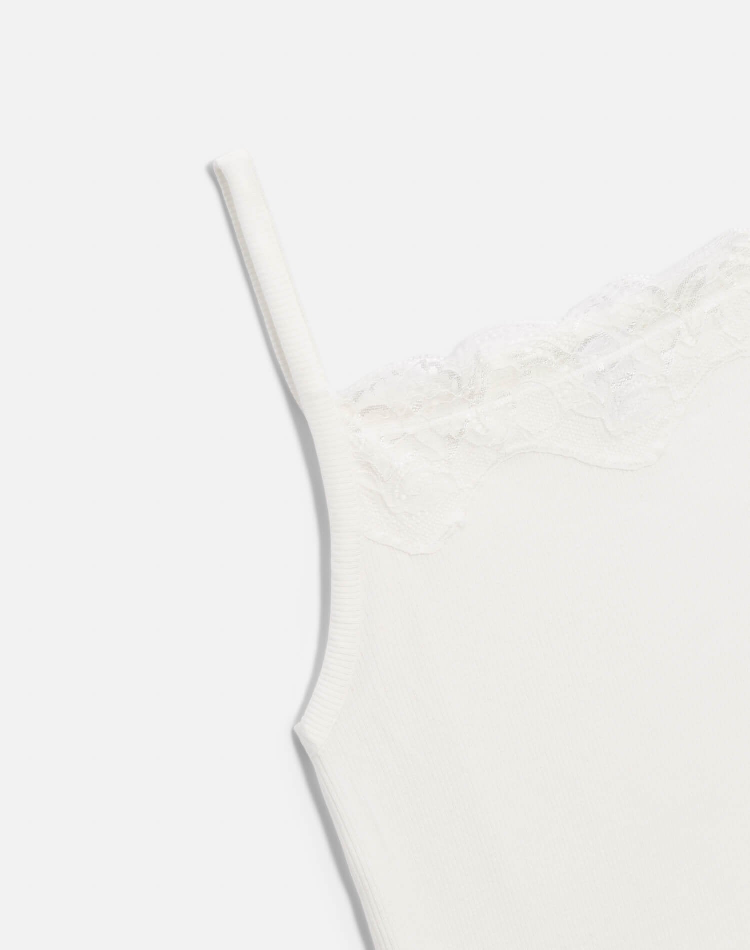 RE/DONE | Lace Ribbed Cami in Off White