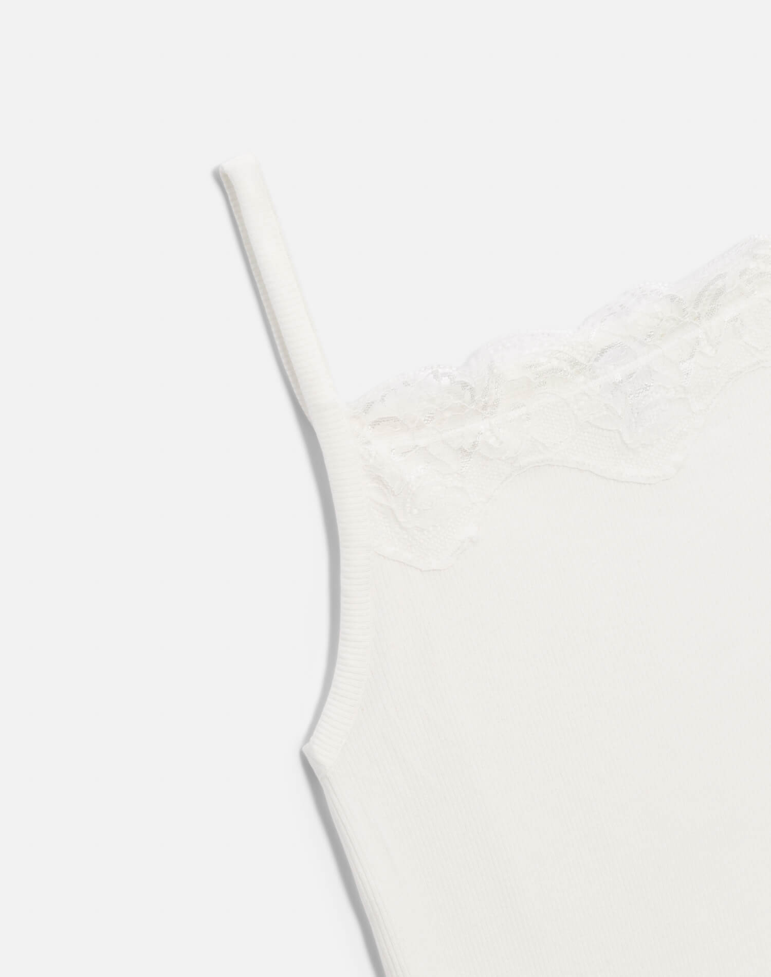 Lace Ribbed Cami - Off White