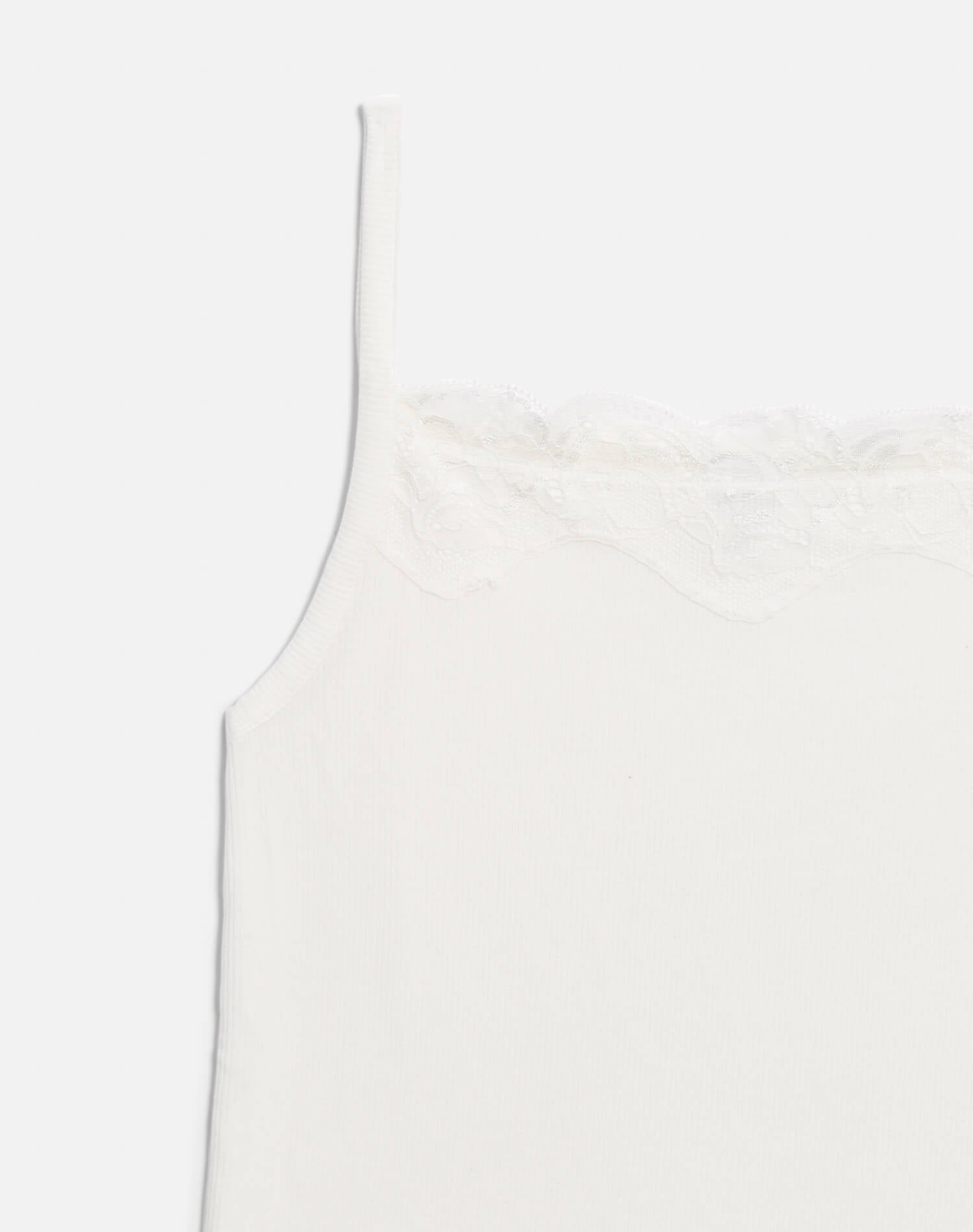 RE/DONE | Lace Ribbed Cami in Off White
