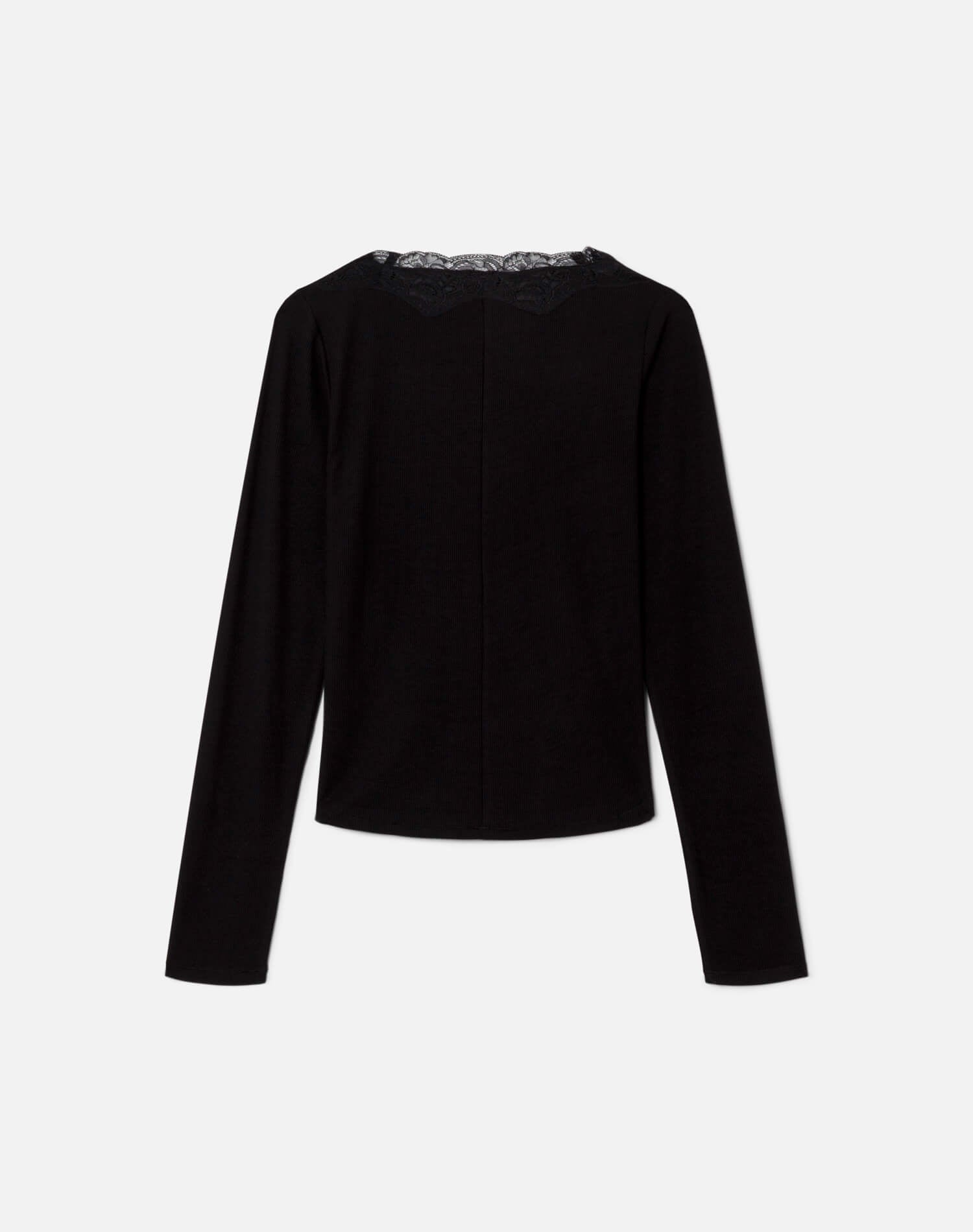 RE/DONE | Lace V Neck Long Sleeve in Black