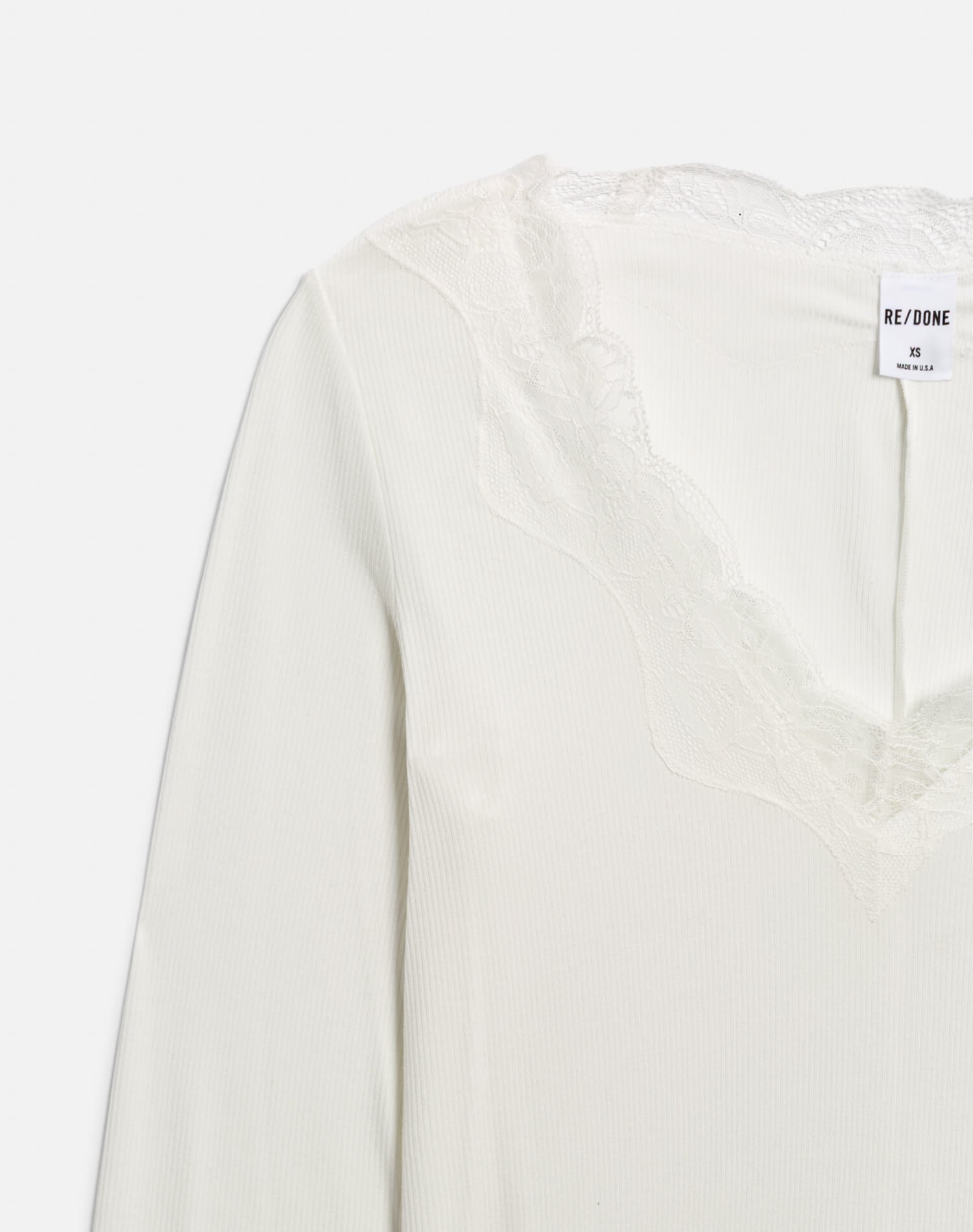 Lace V Neck Long Sleeve - Off White