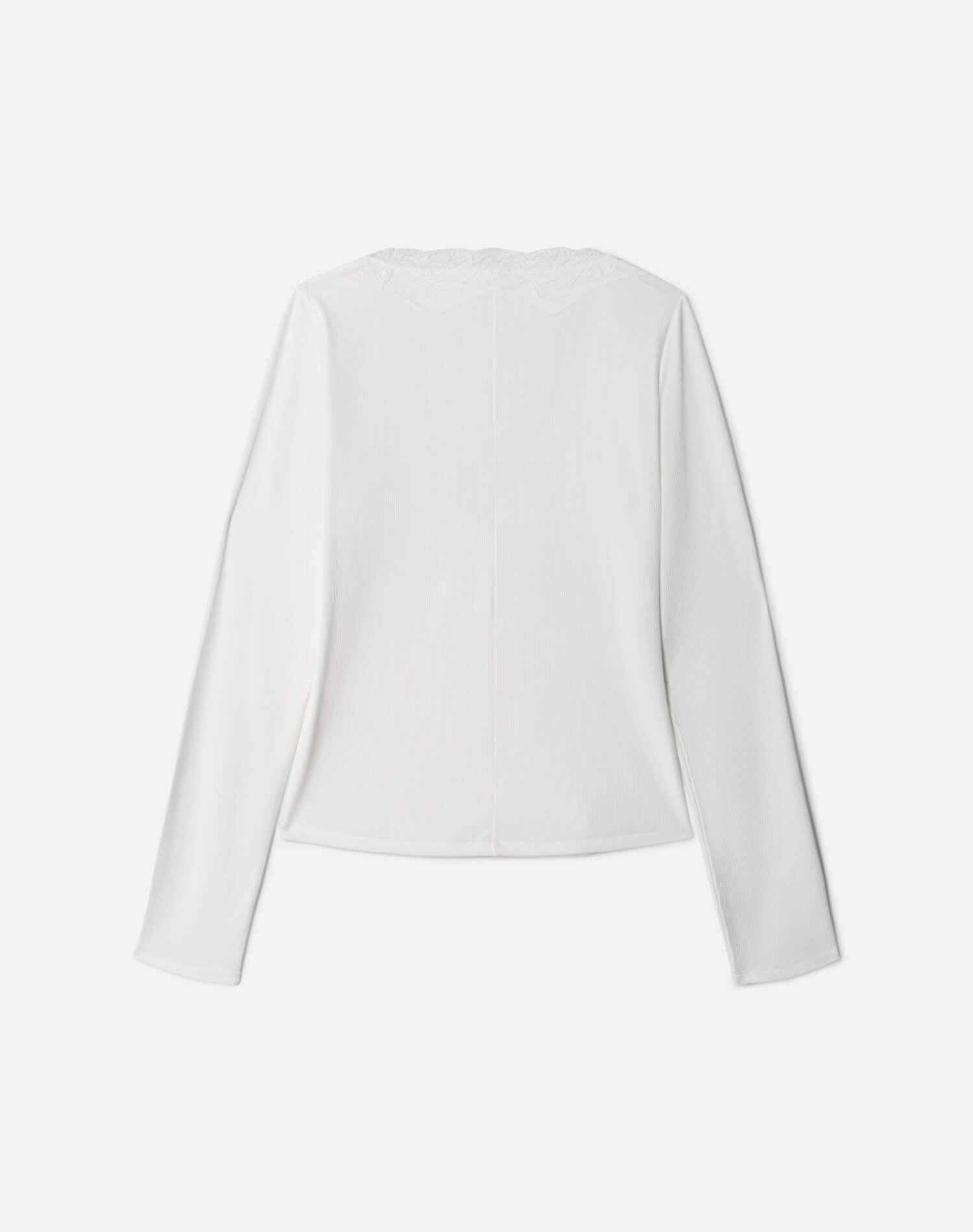 RE/DONE | Lace V Neck Long Sleeve in Off White