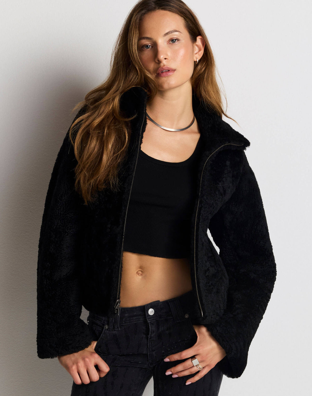 Camille Shearling Jacket - Black