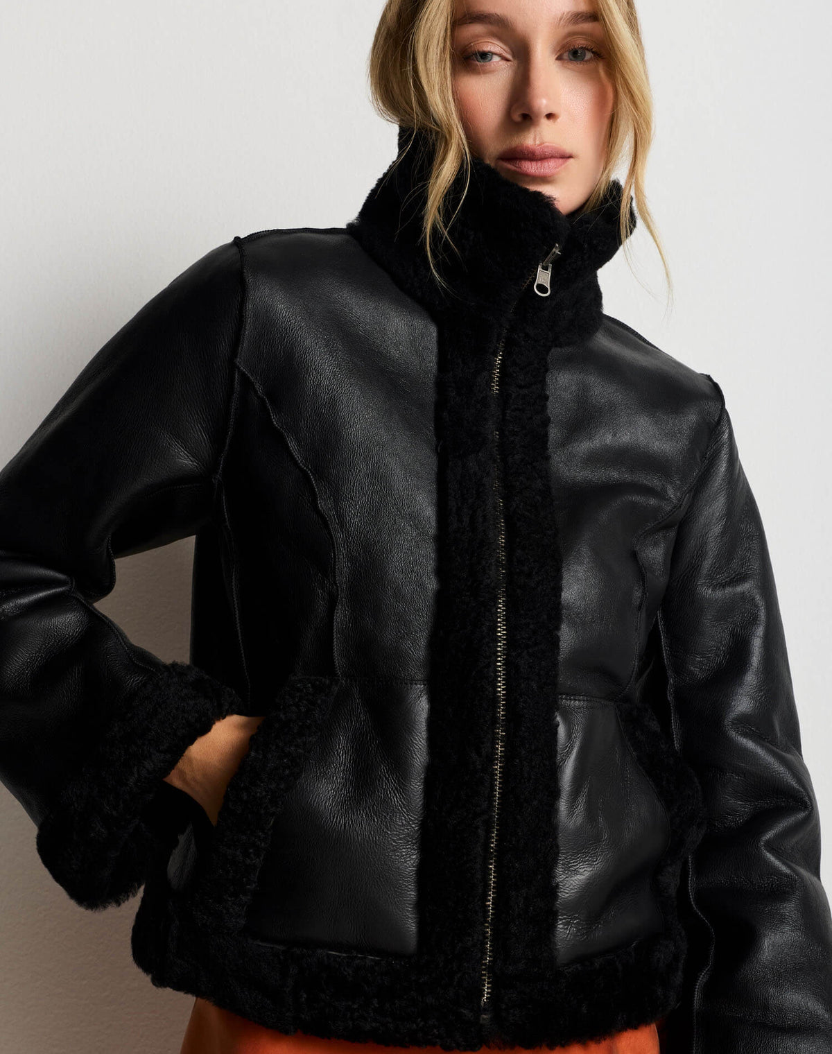 Camille Shearling Jacket - Black