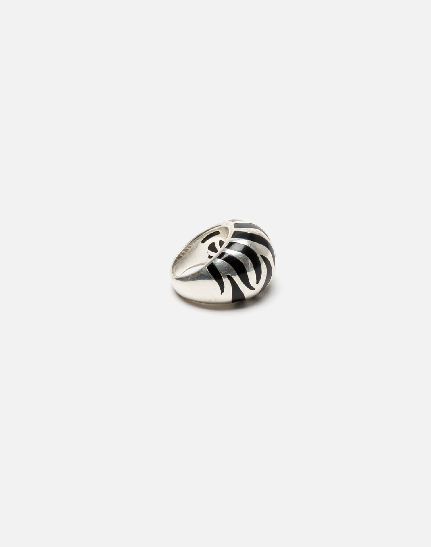 50s Zebra Enameled Sterling Silver Ring