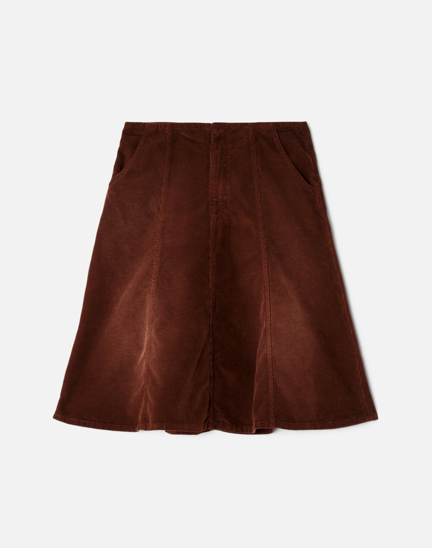 Seamed Cord Skirt - Dark Chocolate