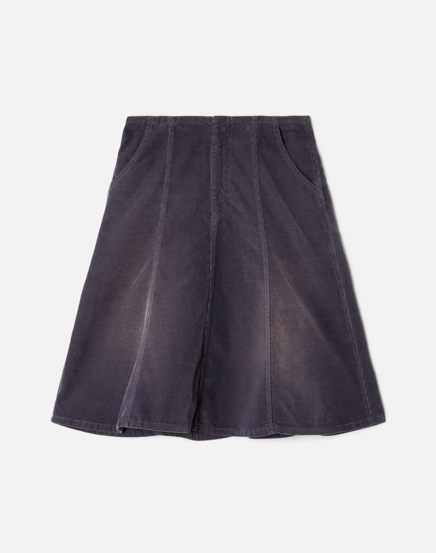 Seamed Cord Skirt - Stone Blue