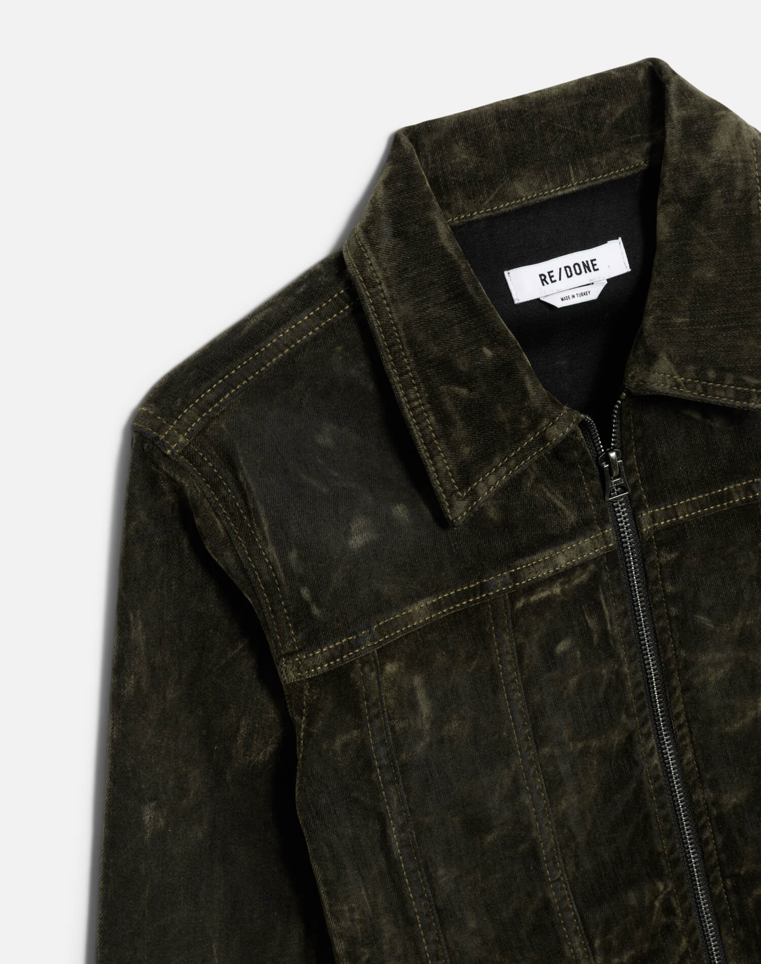 Slim Zip Jacket - Olive Branch Flocked