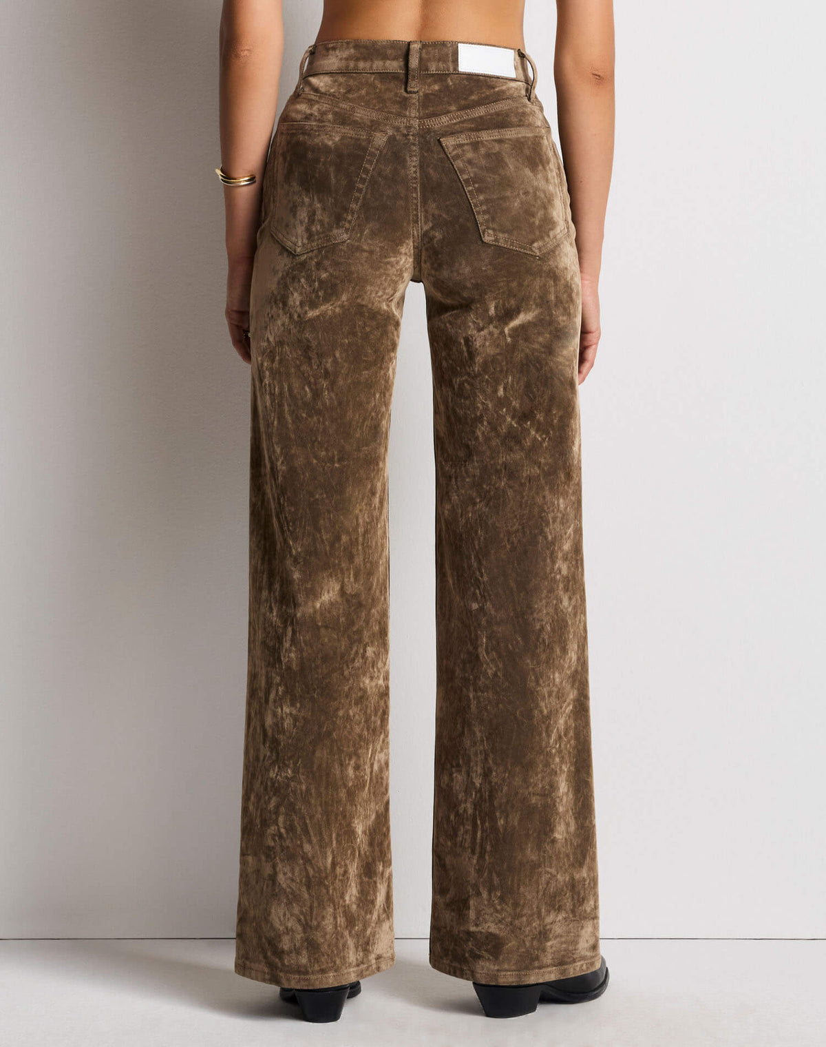 High Rise Wide Leg - Beige Flock