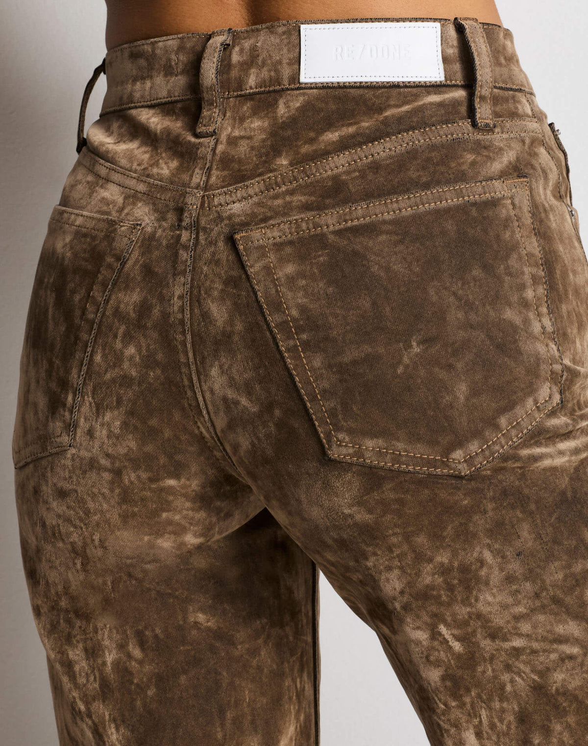 High Rise Wide Leg - Beige Flock